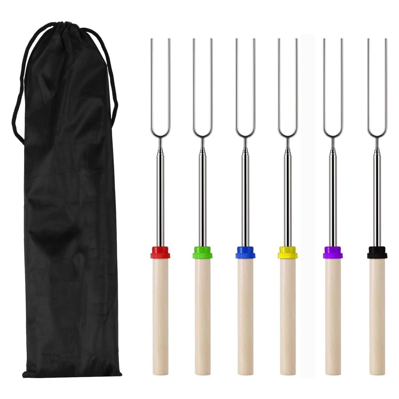 6 Palos Extensibles para Asar Malvaviscos QBXMY7 31-81 cm