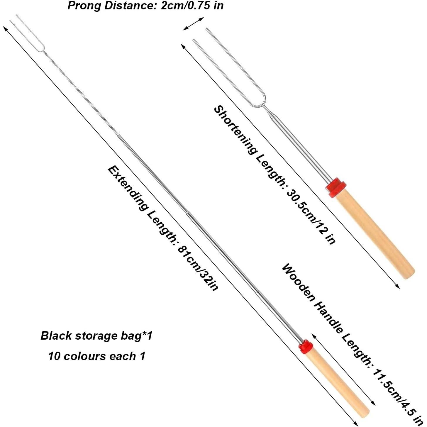 6 Palos Extensibles para Asar Malvaviscos QBXMY7 31-81 cm