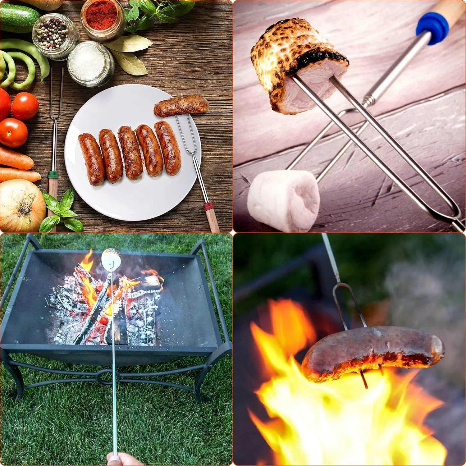 6 Palos Extensibles para Asar Malvaviscos QBXMY7 31-81 cm