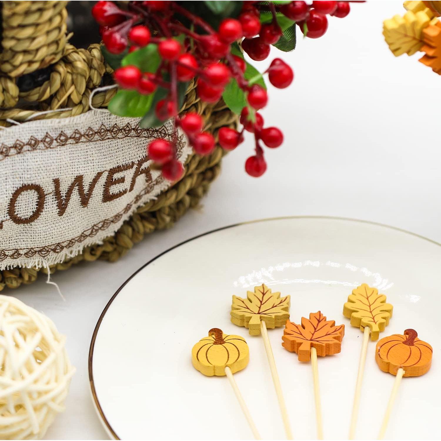 100 Palillos de Cóctel Otoñales Crafterlife 12.7 cm Decoración