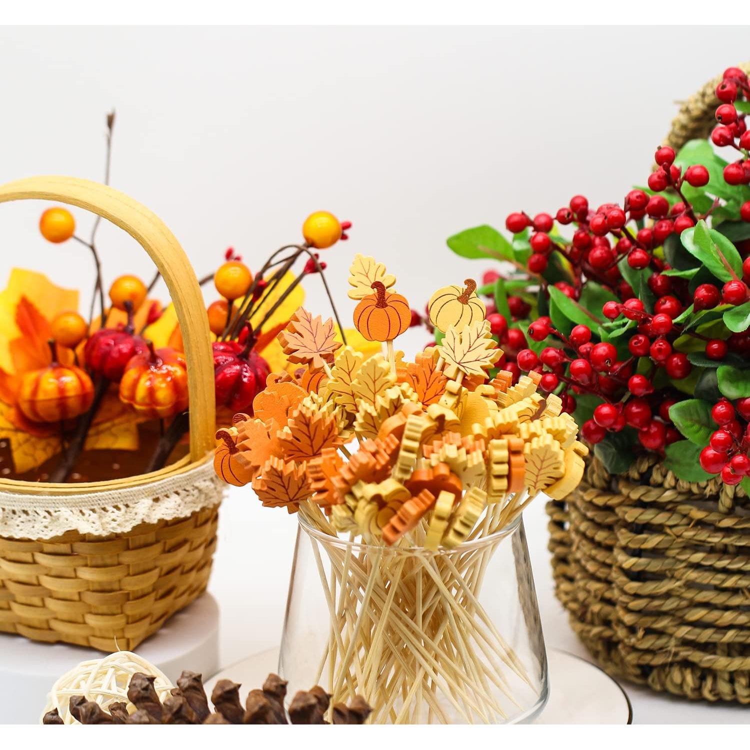 100 Palillos de Cóctel Otoñales Crafterlife 12.7 cm Decoración
