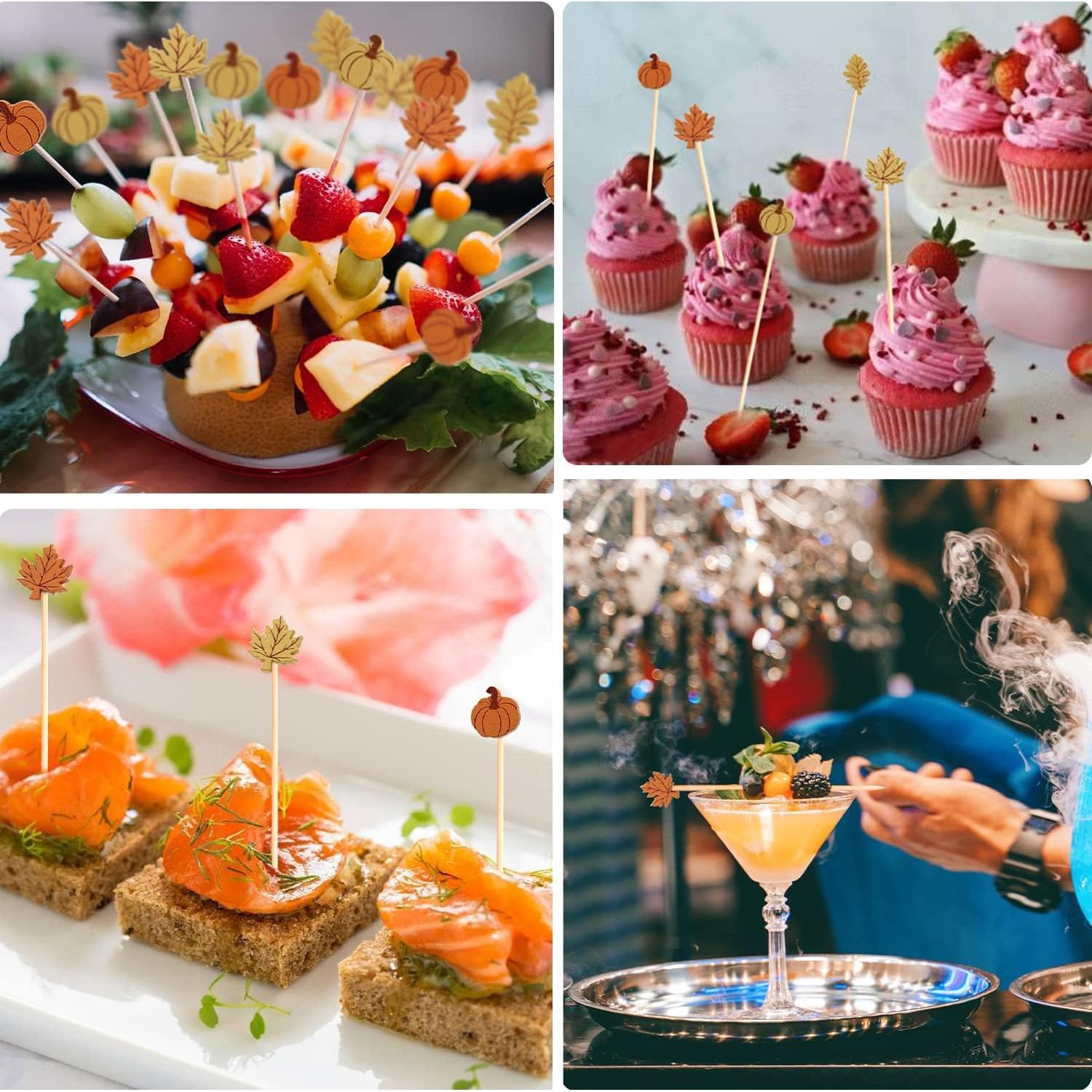 100 Palillos de Cóctel Otoñales Crafterlife 12.7 cm Decoración