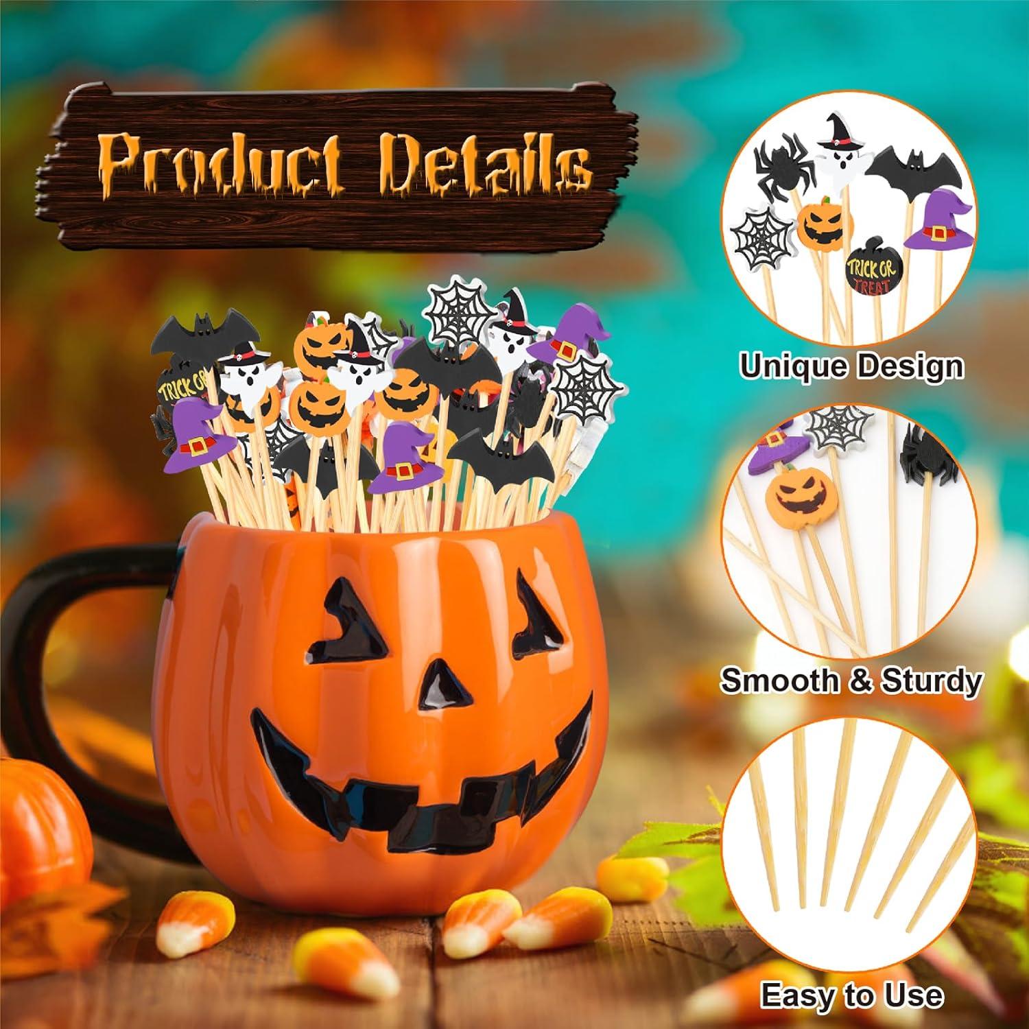 Palillos de cóctel de Halloween DOUDOULE 11.9 cm 100 piezas