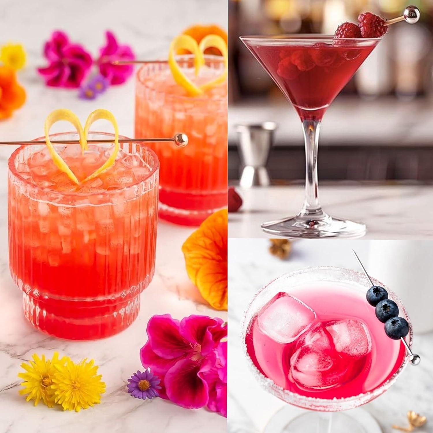 30 Palillos de Cóctel Reutilizables AIMEIKI Acero Inoxidable 10.9 cm