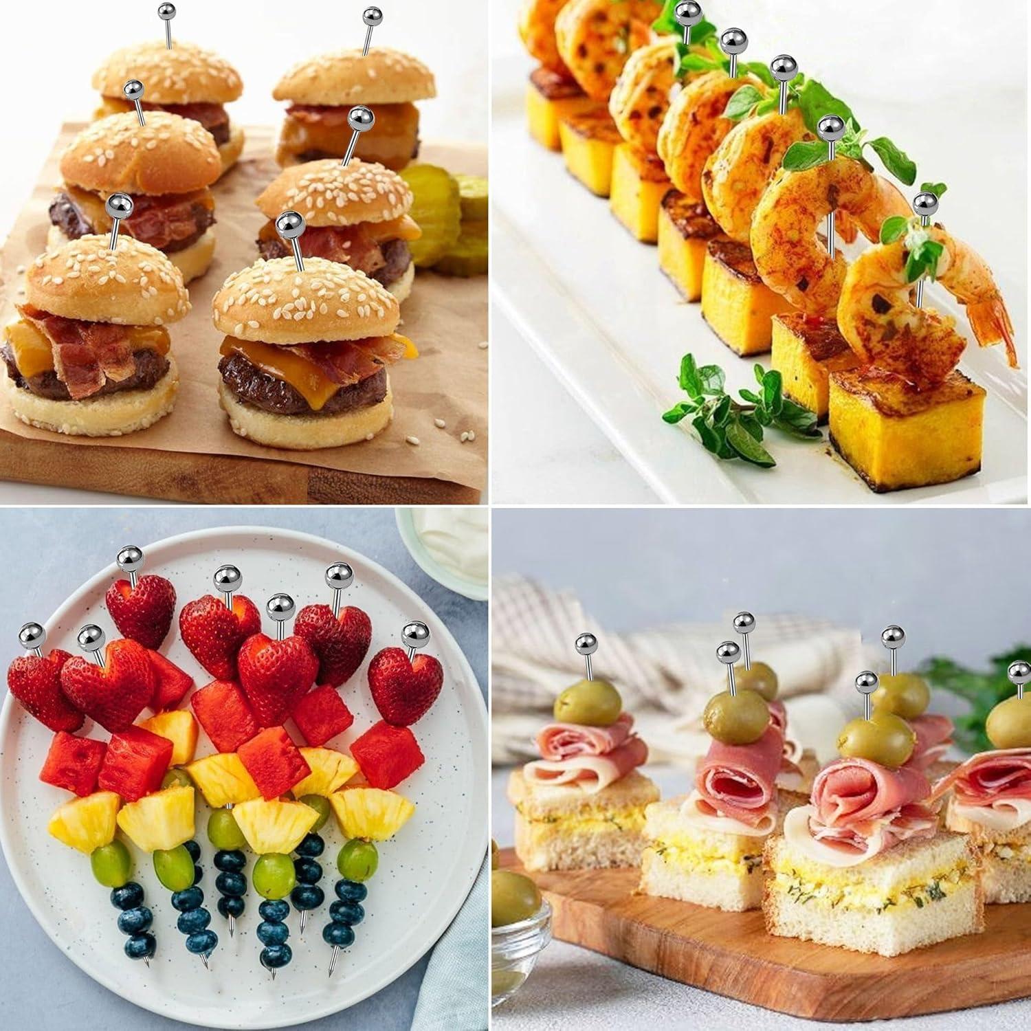 30 Palillos de Cóctel Reutilizables AIMEIKI Acero Inoxidable 10.9 cm