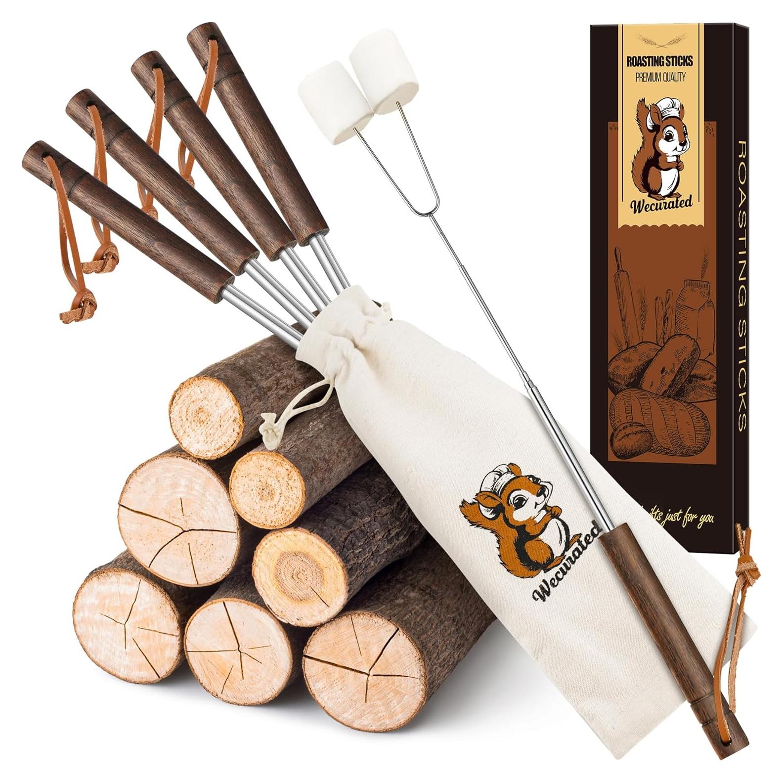 Juego de 5 Palos Telescópicos para Asar Malvaviscos WECURATED