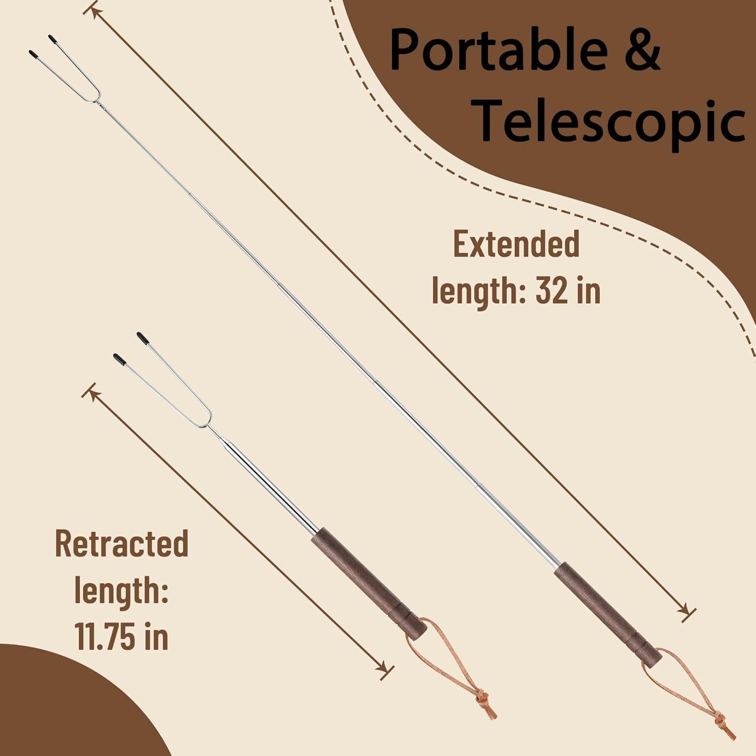Juego de 5 Palos Telescópicos para Asar Malvaviscos WECURATED