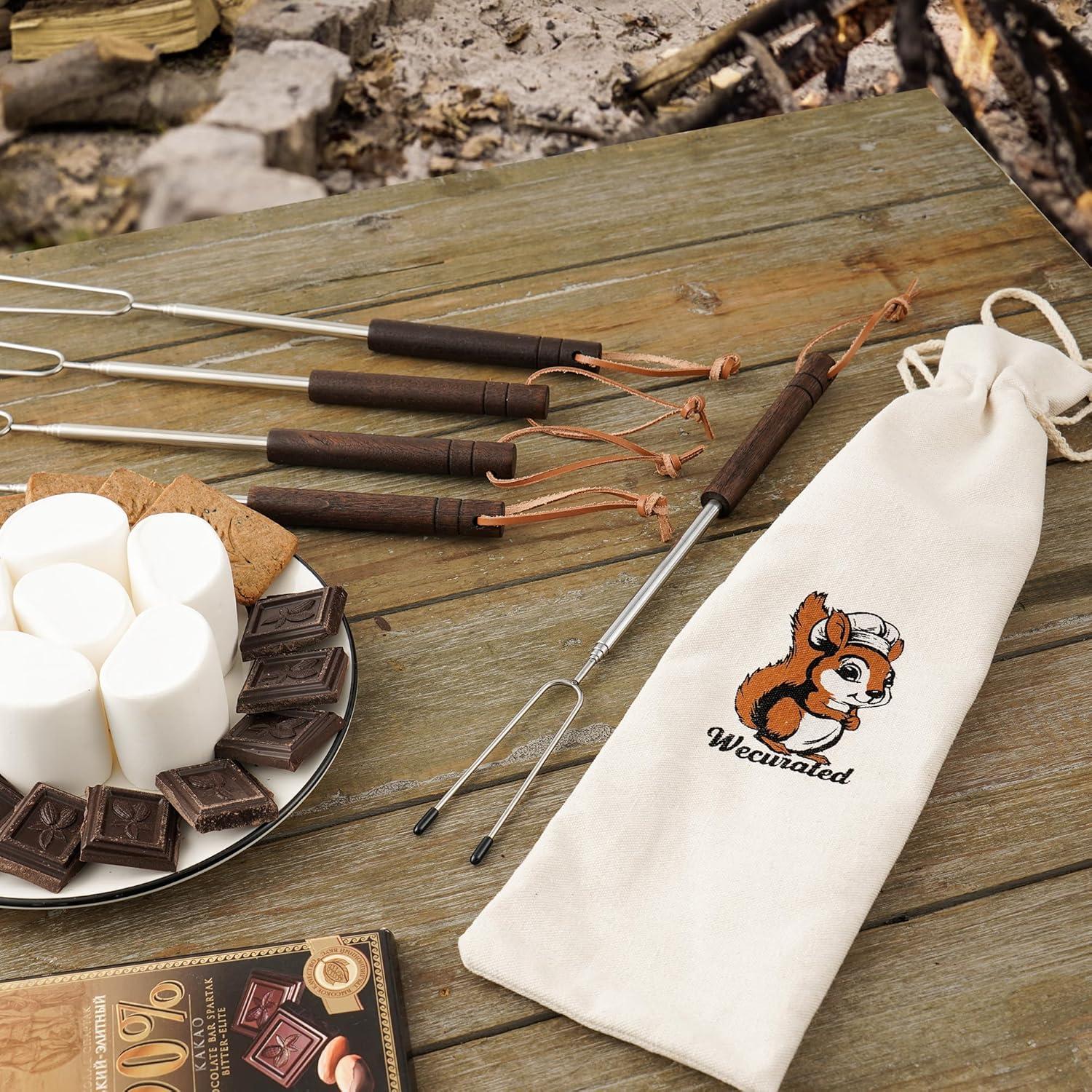 Juego de 5 Palos Telescópicos para Asar Malvaviscos WECURATED