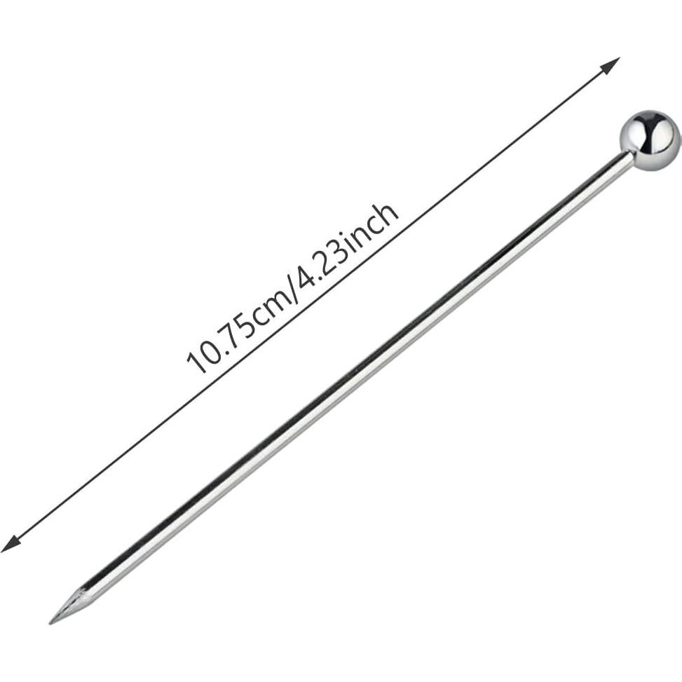 15 Palillos de Cóctel de Acero Inoxidable Reutilizables 10.9 cm