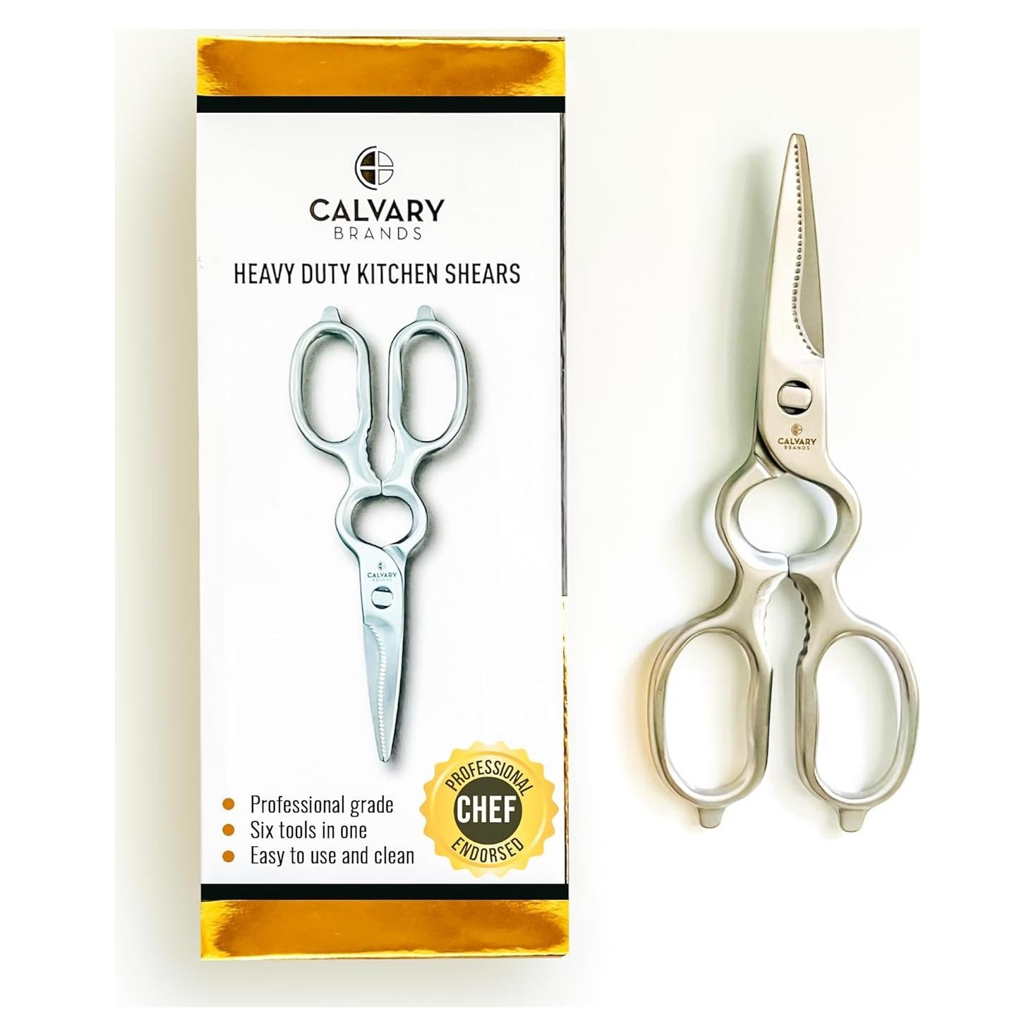 Tijeras de Cocina Calvary Brands - Acero Inoxidable, Multiusos, Apta para Lavavajillas