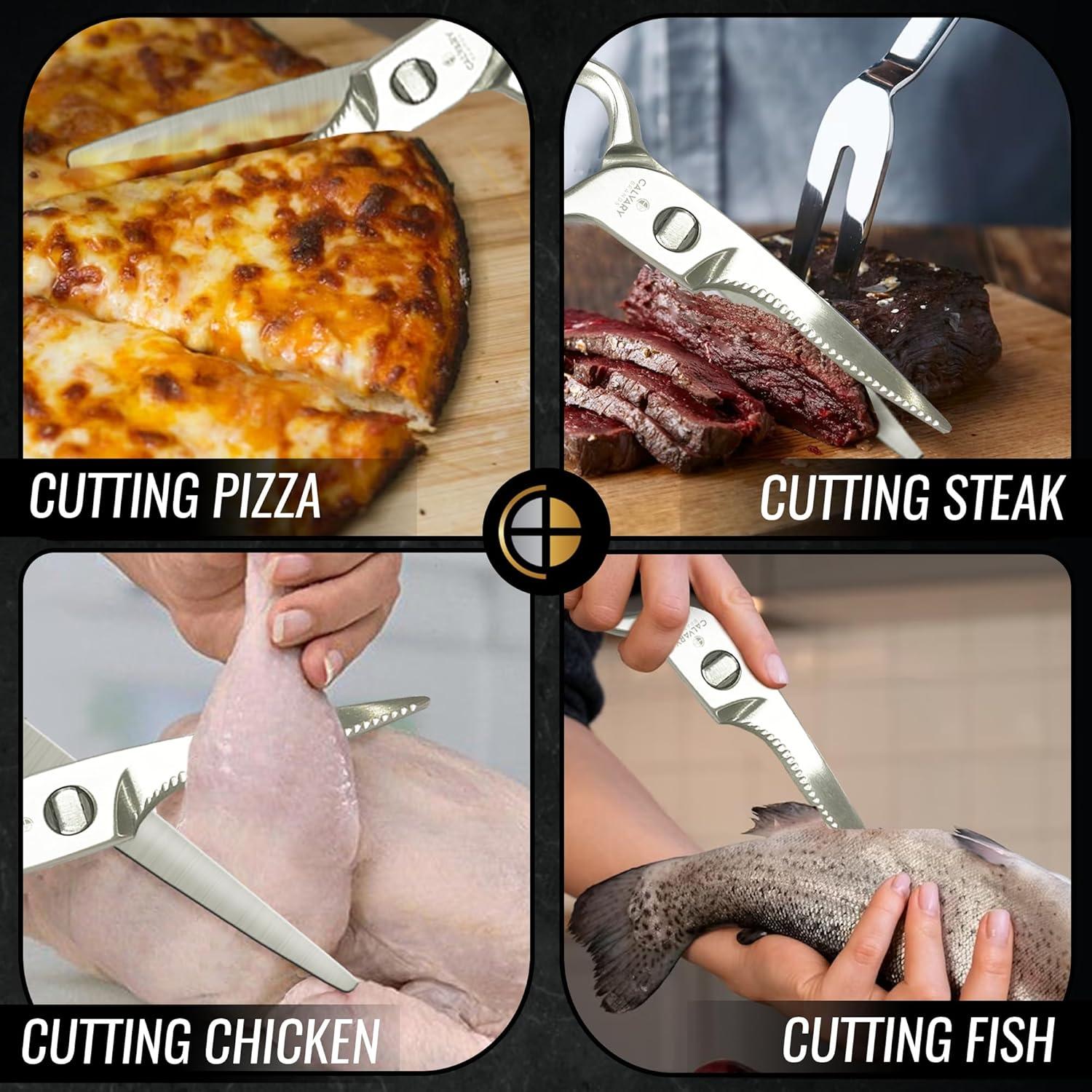 Tijeras de Cocina Calvary Brands - Acero Inoxidable, Multiusos, Apta para Lavavajillas