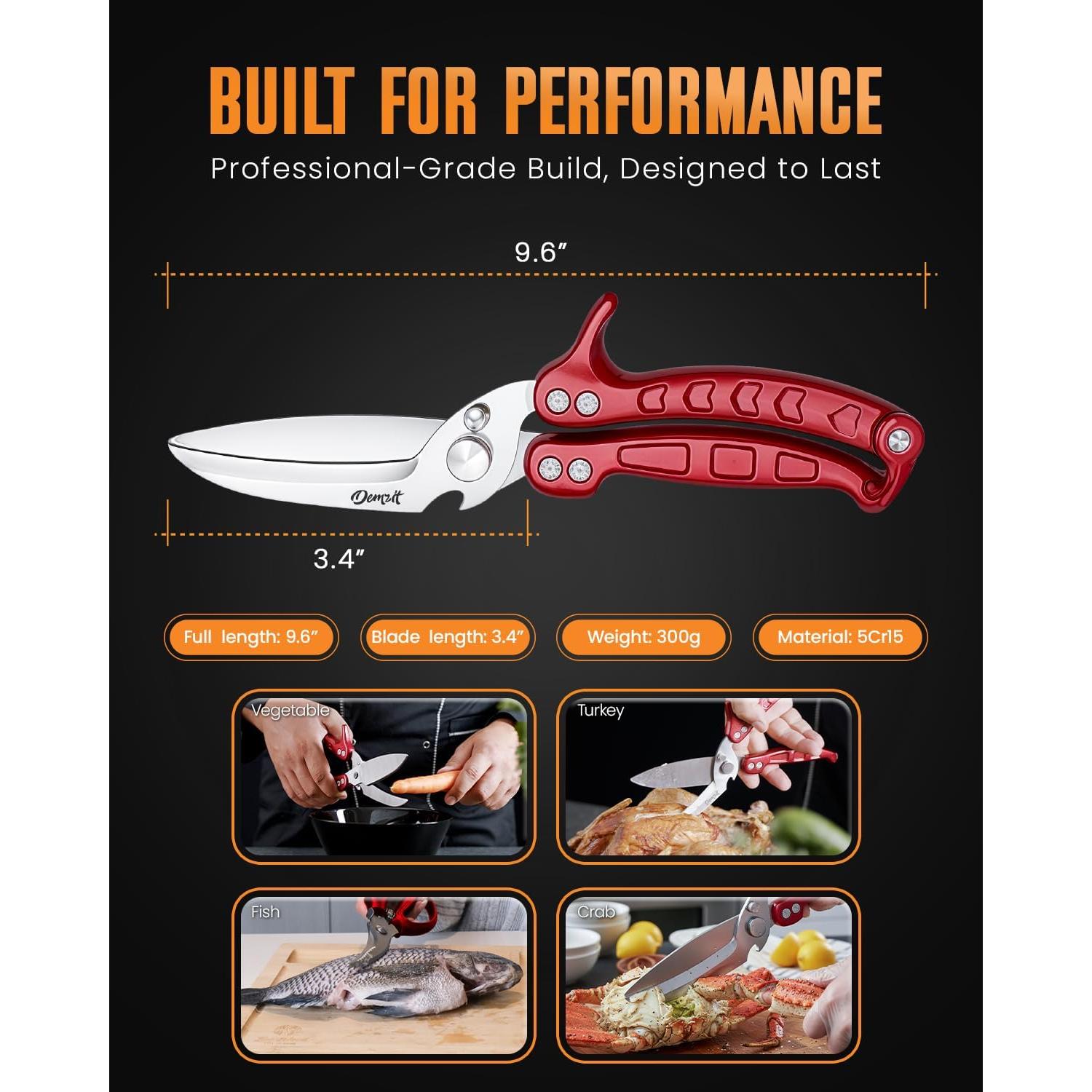 Tijeras de Aves de Corral Demzit 2024 - Acero Inoxidable, Antideslizantes