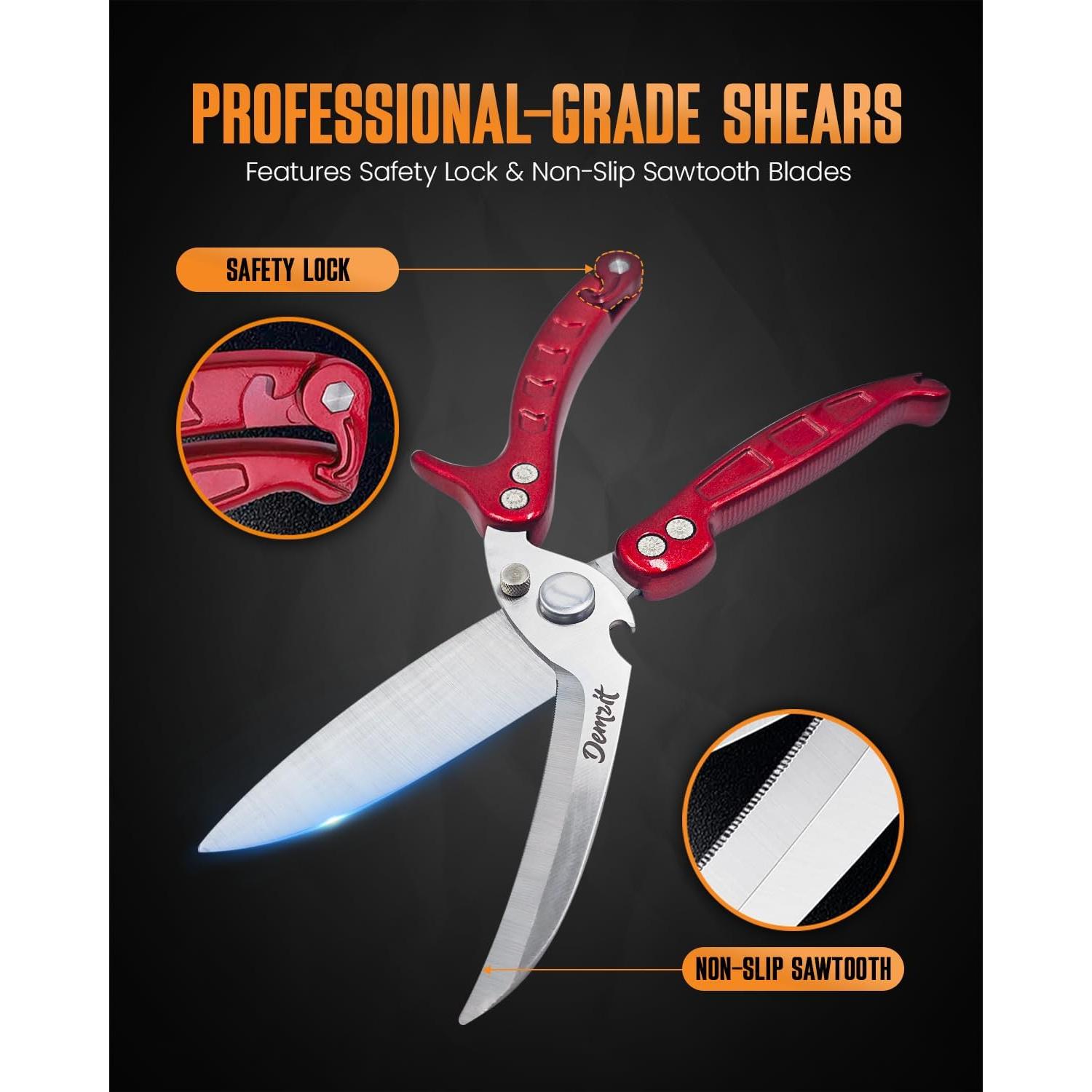 Tijeras de Aves de Corral Demzit 2024 - Acero Inoxidable, Antideslizantes