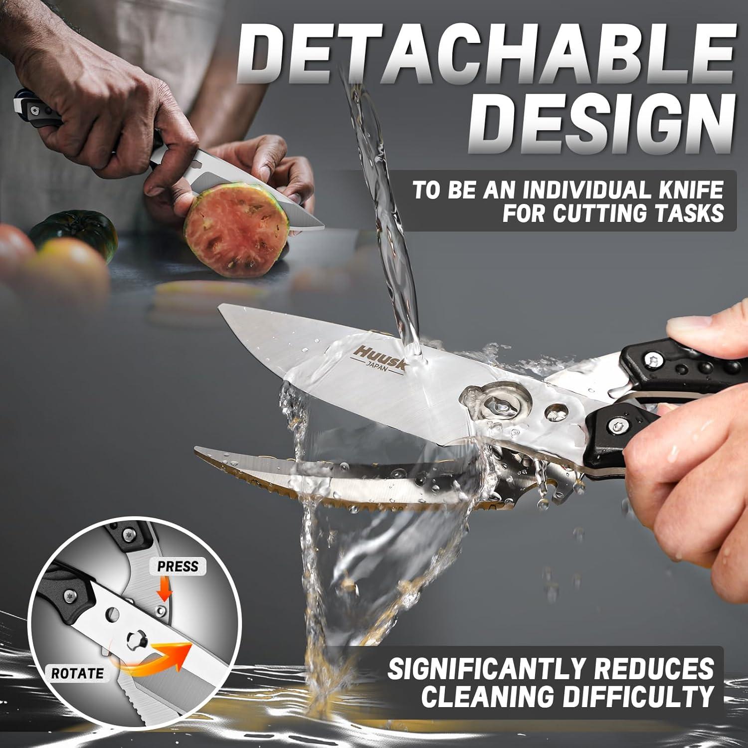 Tijeras de Cocina Huusk Negras para Carne y Verduras 357g