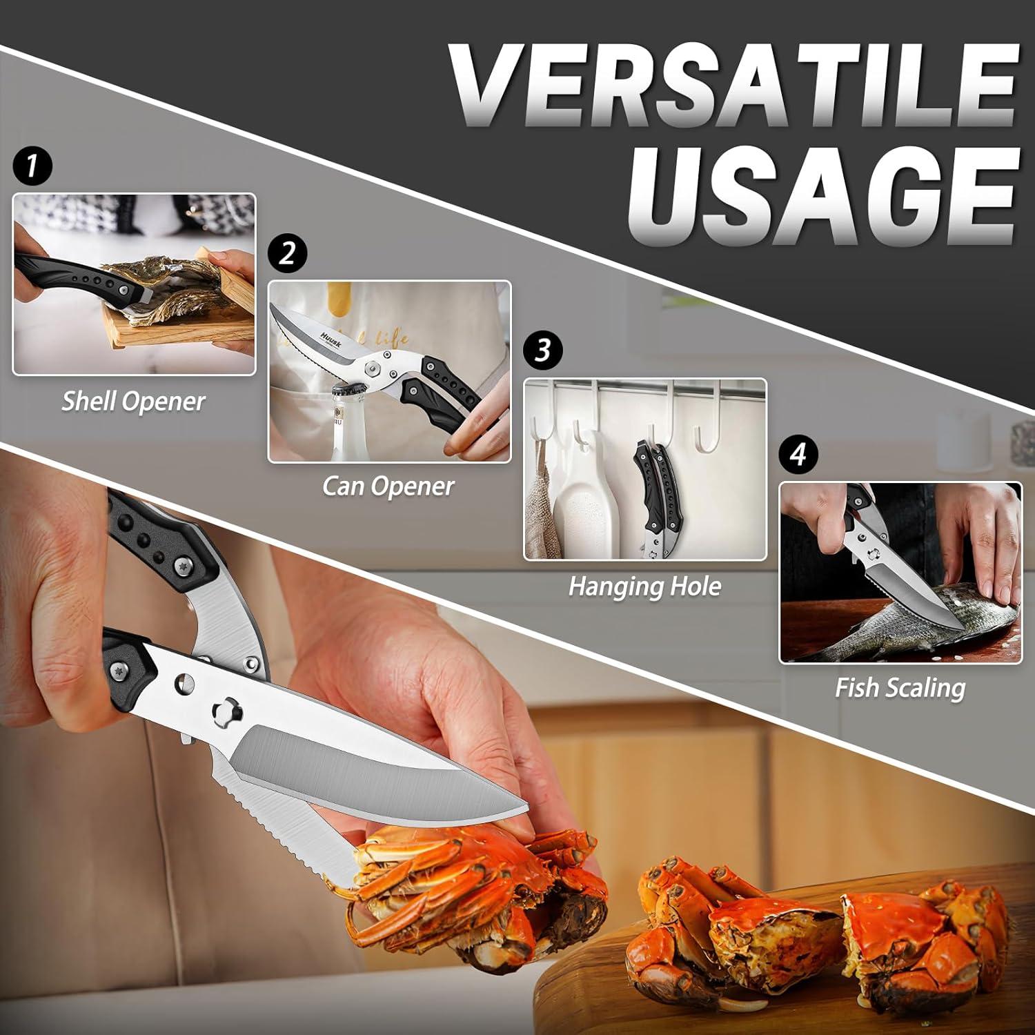 Tijeras de Cocina Huusk Negras para Carne y Verduras 357g