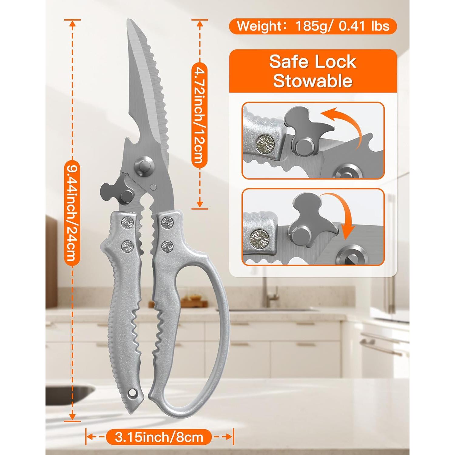 Tijeras de Cocina SpaseMaxxx para Aves y Carne, Acero Inoxidable