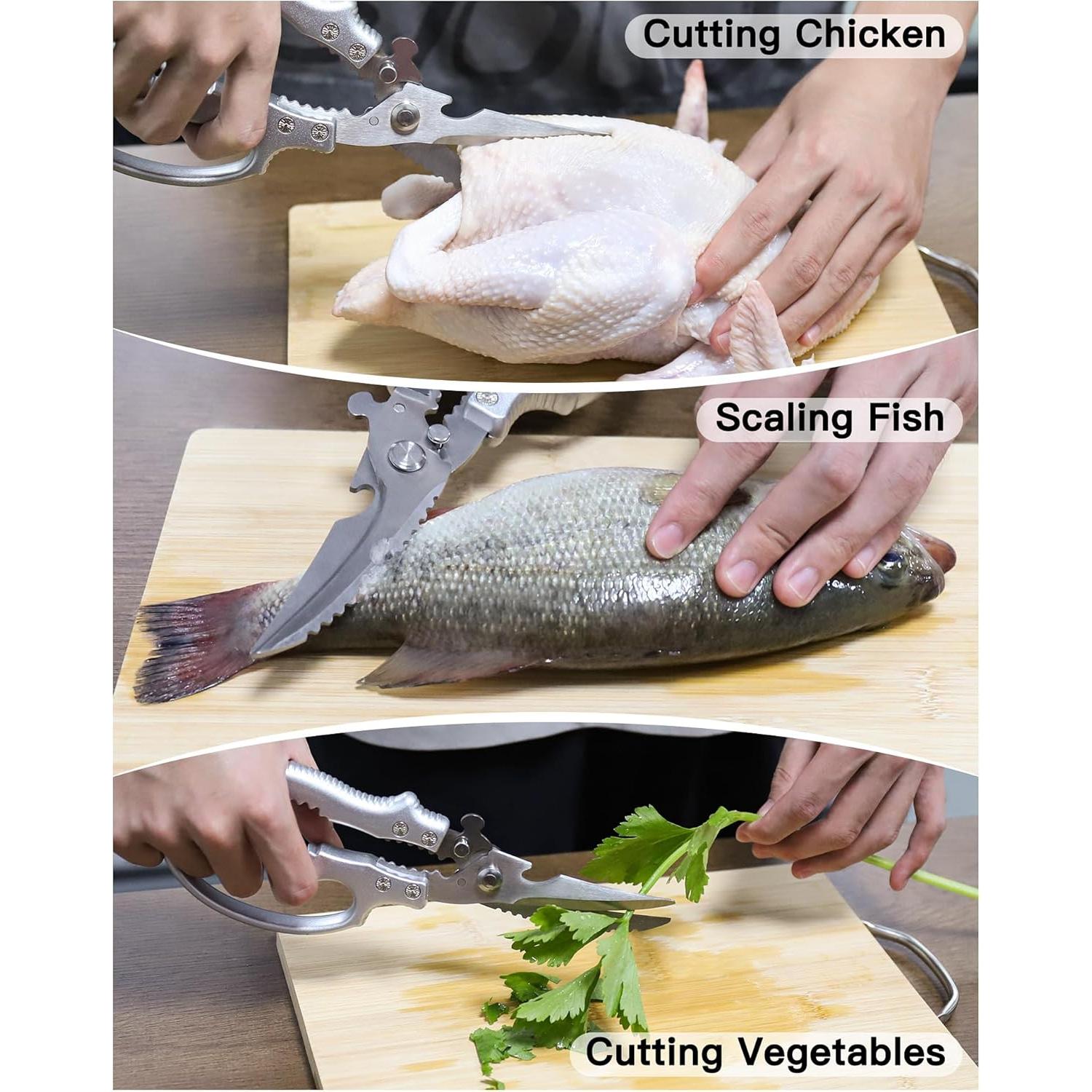 Tijeras de Cocina SpaseMaxxx para Aves y Carne, Acero Inoxidable