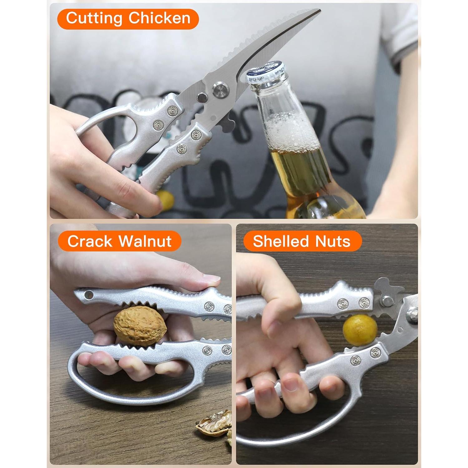 Tijeras de Cocina SpaseMaxxx para Aves y Carne, Acero Inoxidable