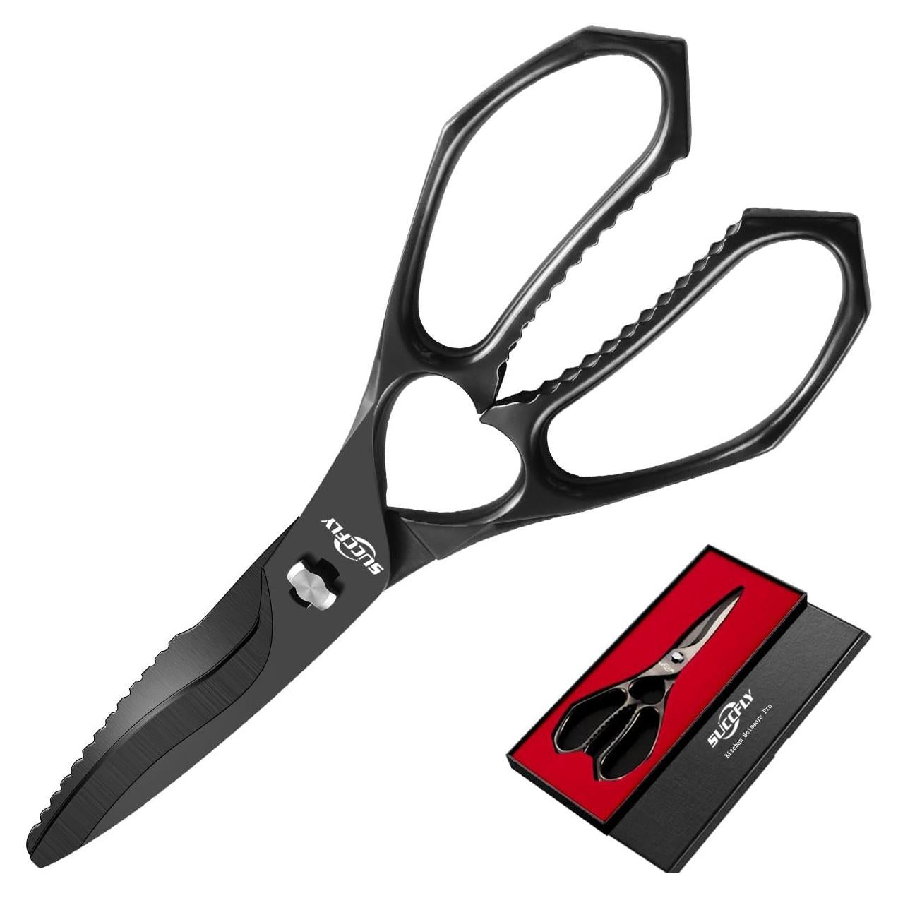 Tijeras de Cocina SUCCFLY 22.4 cm Ultra Afiladas Titanio Negro