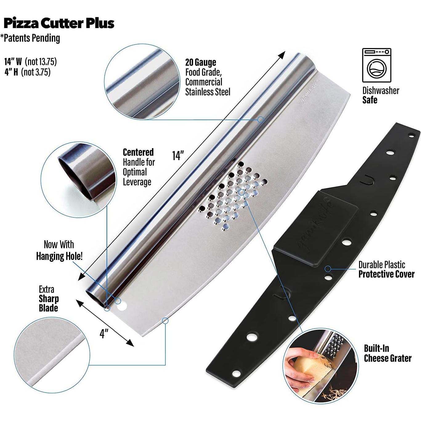 Cortador de Pizza Gemiknife Plus 35.56 cm con Rallador de Queso