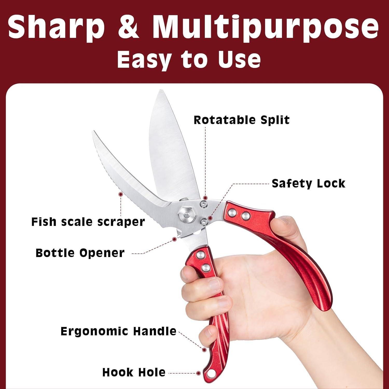 Tijeras de Cocina ZOHORKB Acero Inoxidable Multiusos 320g