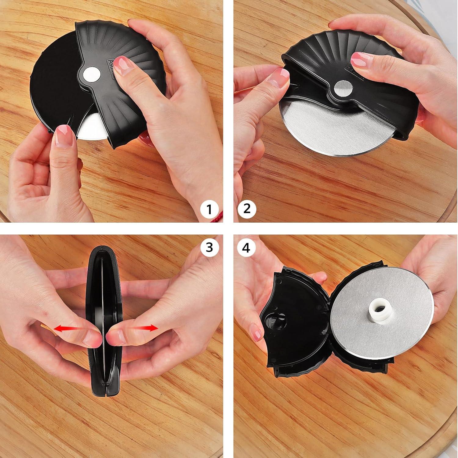 Cortador de Pizza Asdirne con Cubierta Protectora 10cm