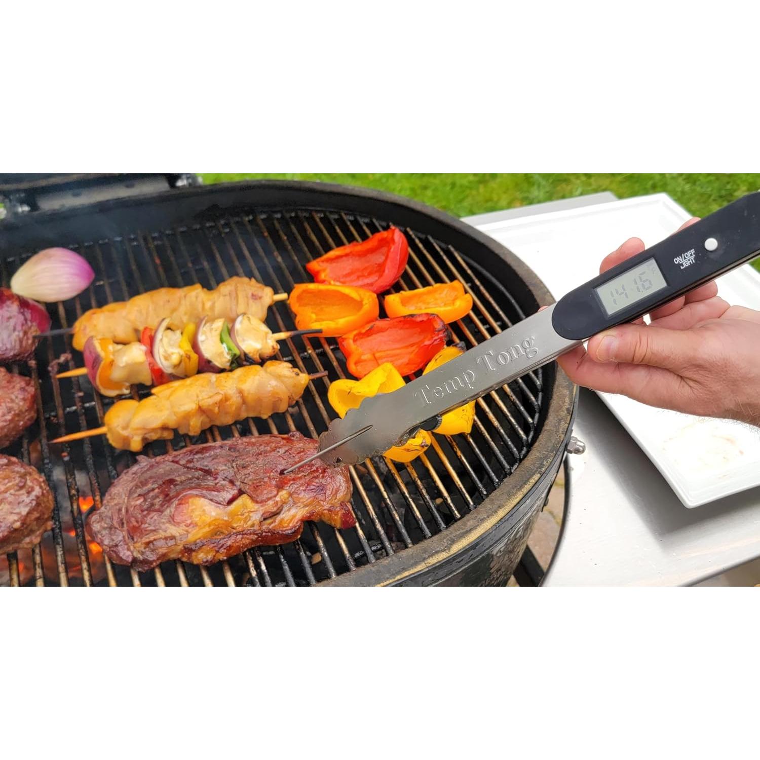 Tongs Plus Termómetro Digital Acero Inoxidable para BBQ