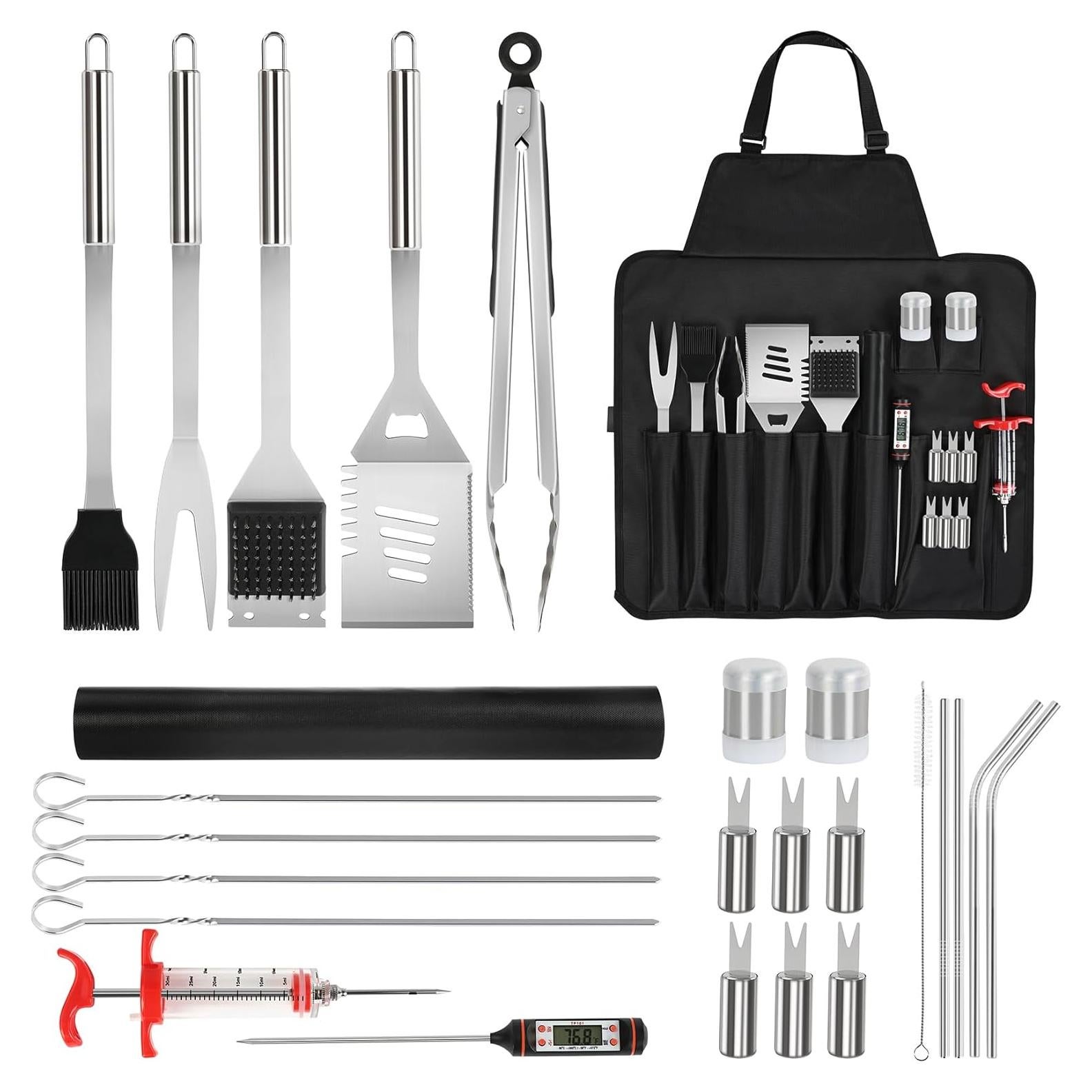 Juego de Accesorios para BBQ 26 Piezas FLL Acero Inoxidable