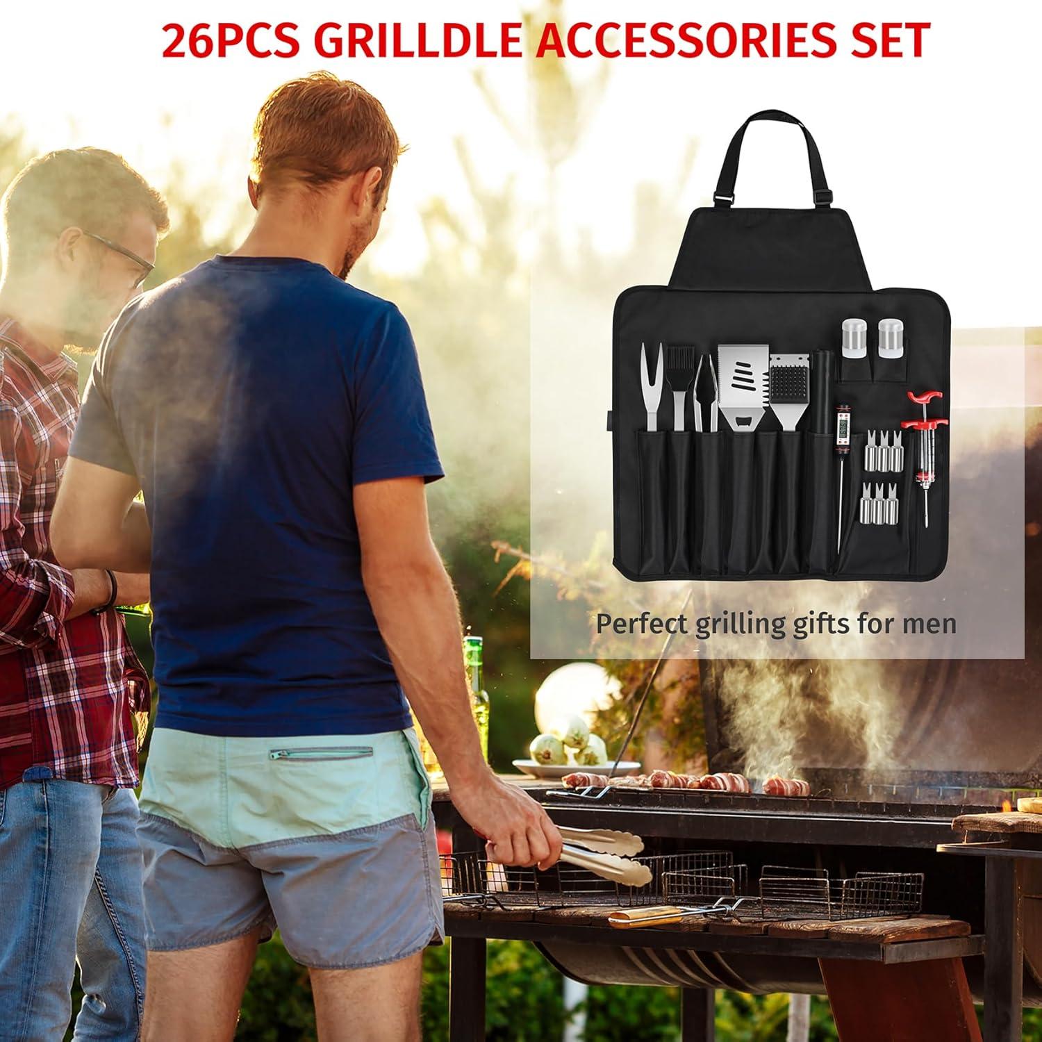 Juego de Accesorios para BBQ 26 Piezas FLL Acero Inoxidable