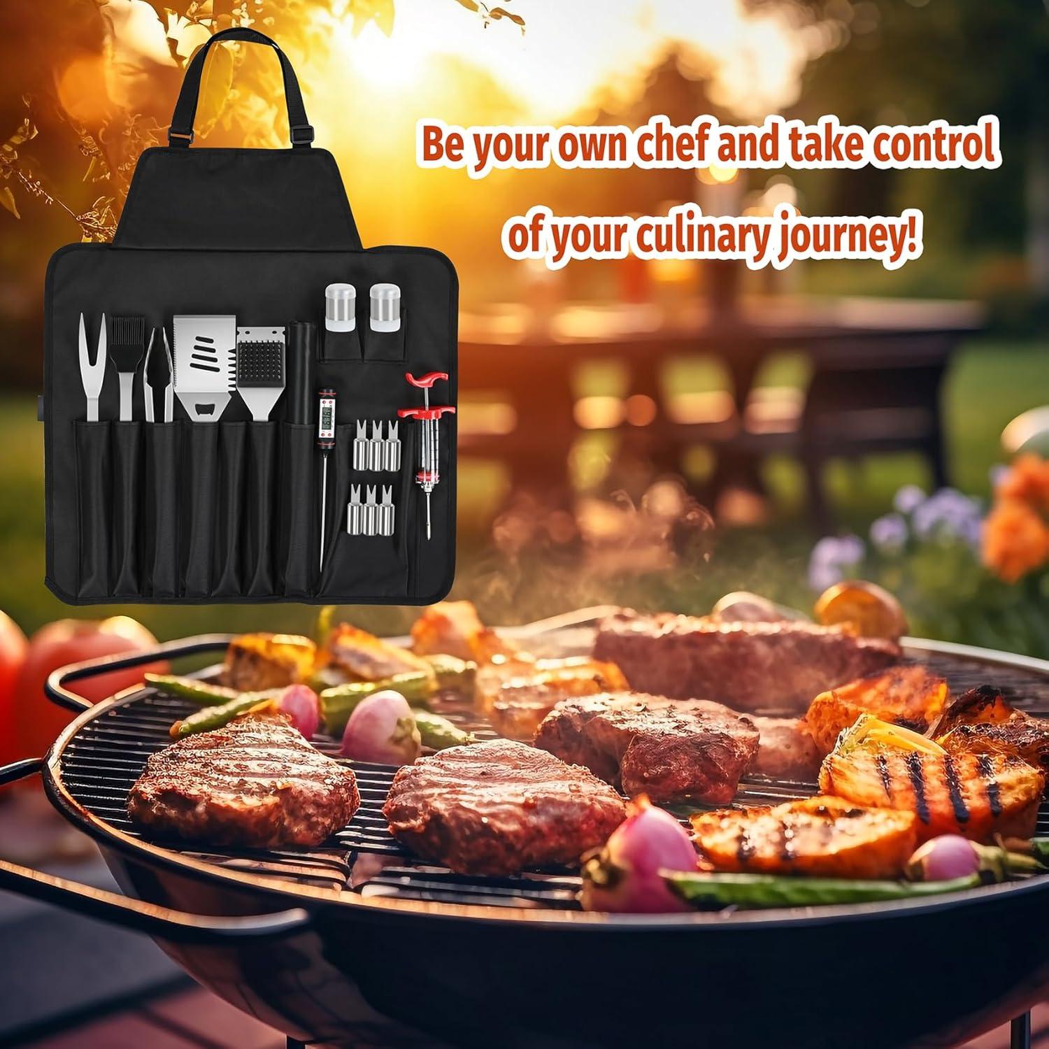 Juego de Accesorios para BBQ 26 Piezas FLL Acero Inoxidable