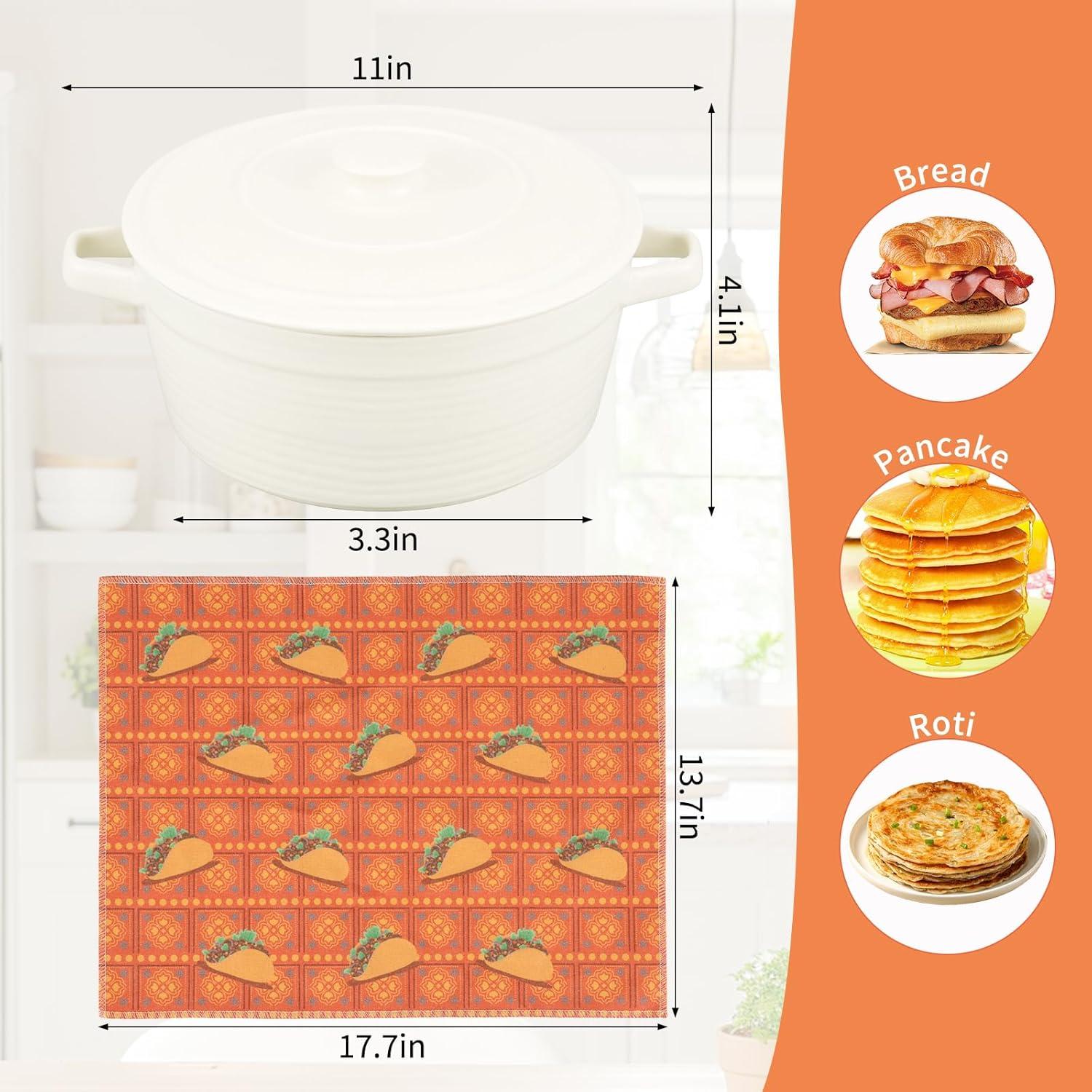 Calentador de Tortillas de Porcelana Hlimior 21.6 cm Blanco