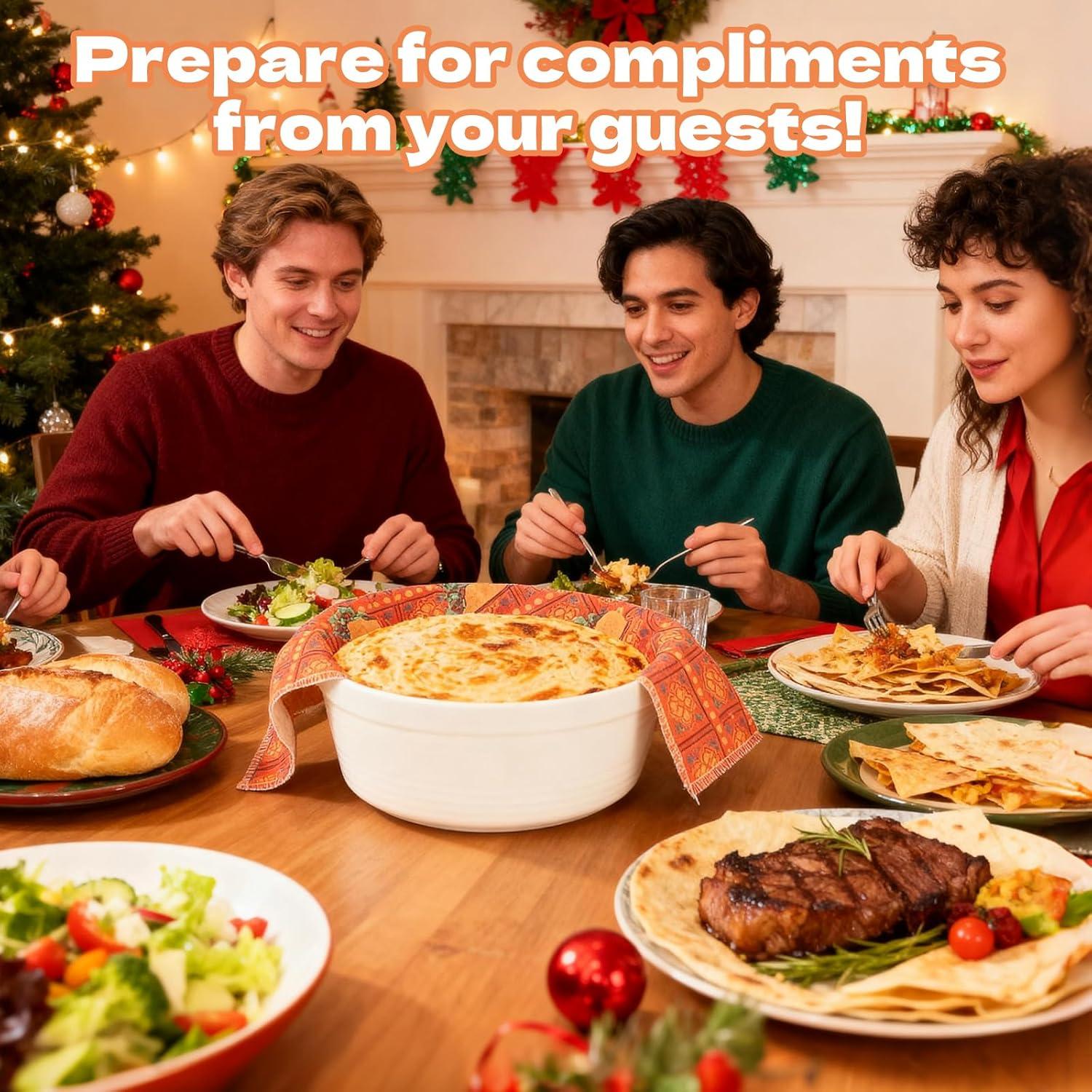 Calentador de Tortillas de Porcelana Hlimior 21.6 cm Blanco