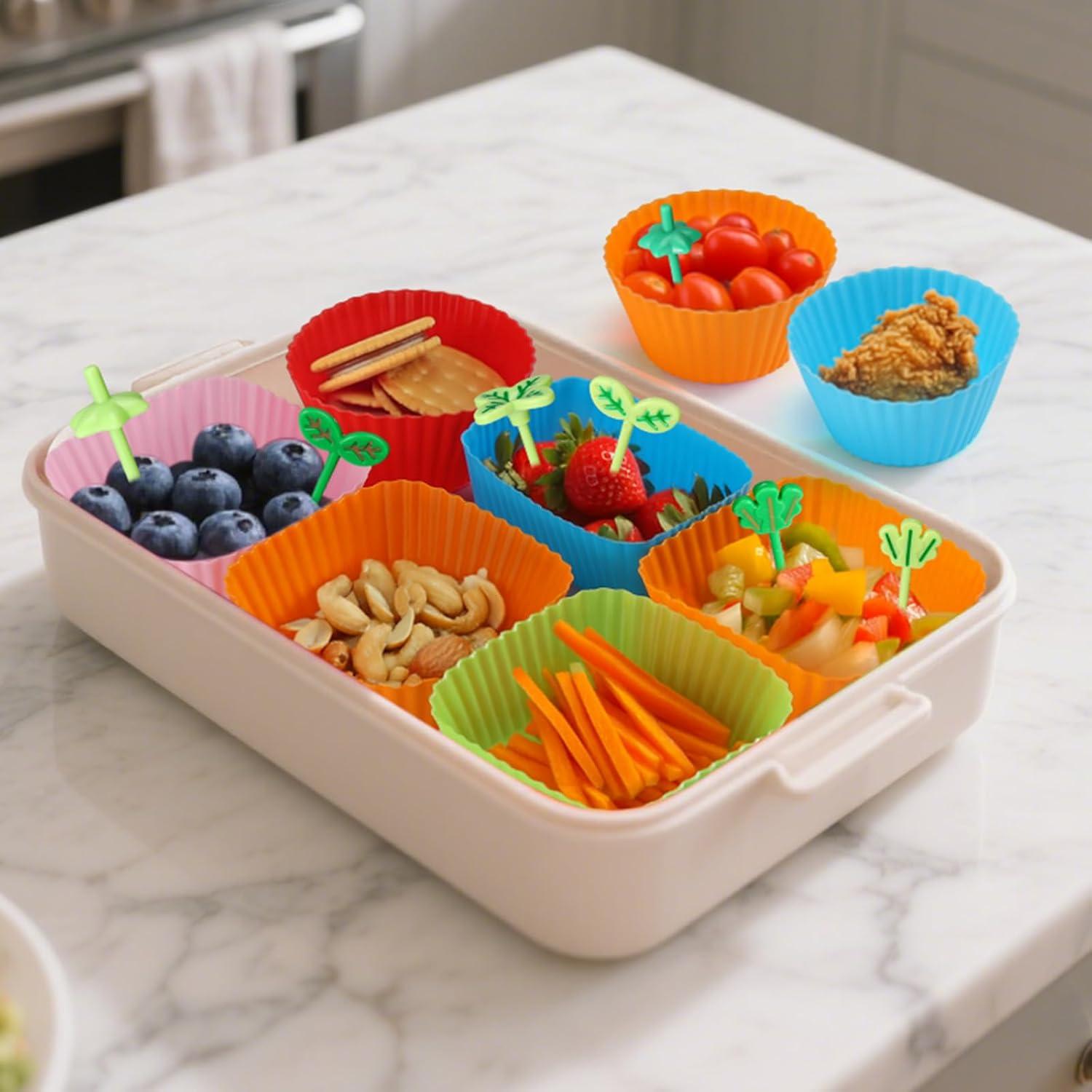 Divisores de Silicona Palksky para Almuerzo - 50 Accesorios Coloridos