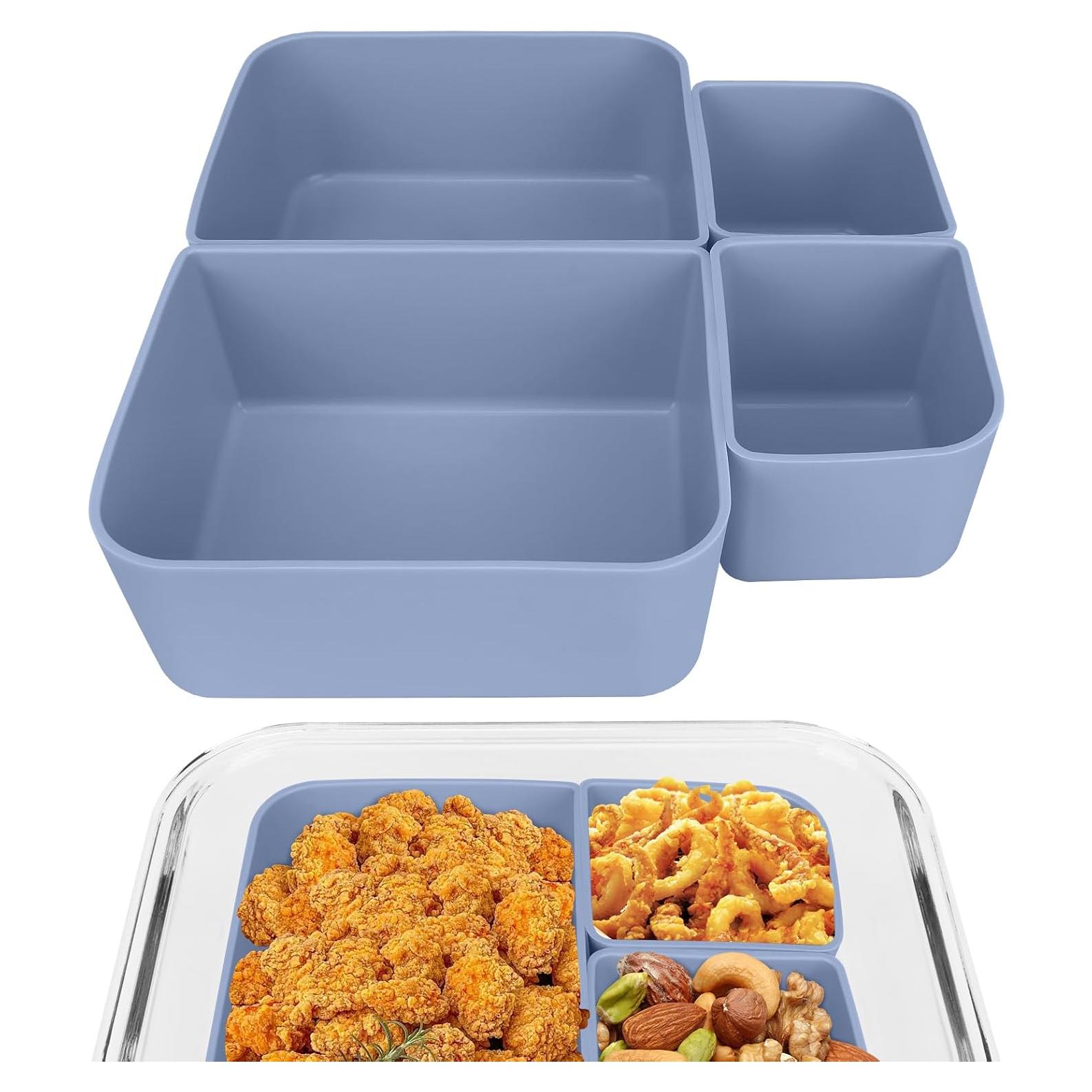 Divisores de Comida de Silicona Linkidea 4 Pcs Azul 11.5x9x4.5cm