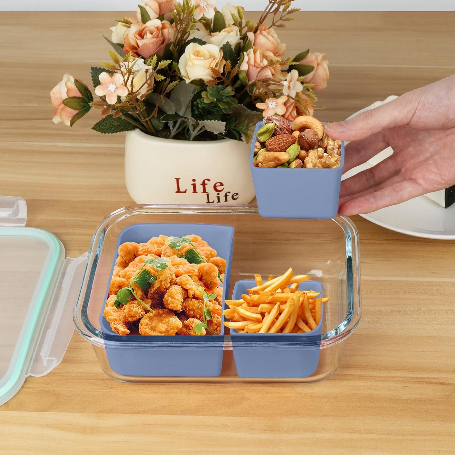 Divisores de Comida de Silicona Linkidea 4 Pcs Azul 11.5x9x4.5cm