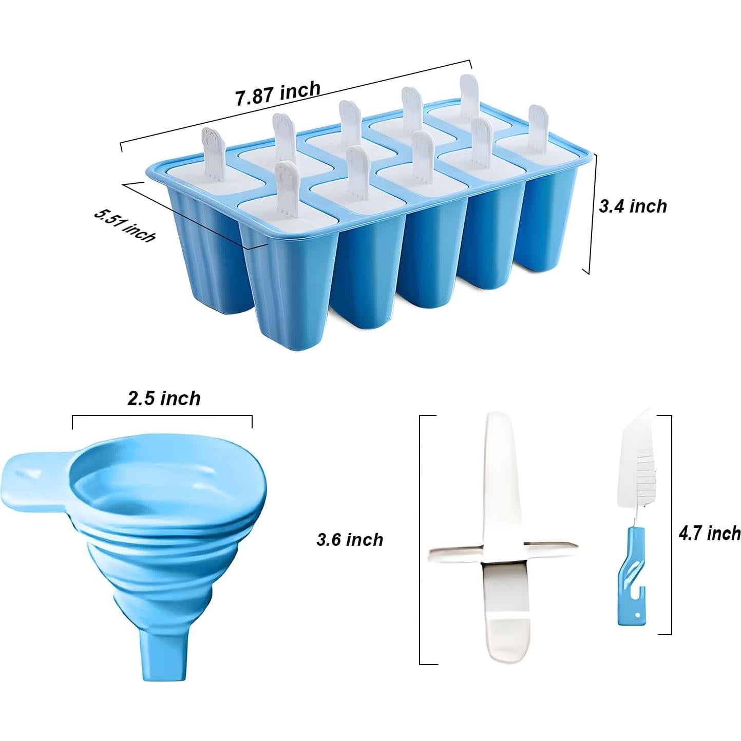 Moldes de Paletas de Silicona BRENSTEN 10 Pcs 88 ml Azul