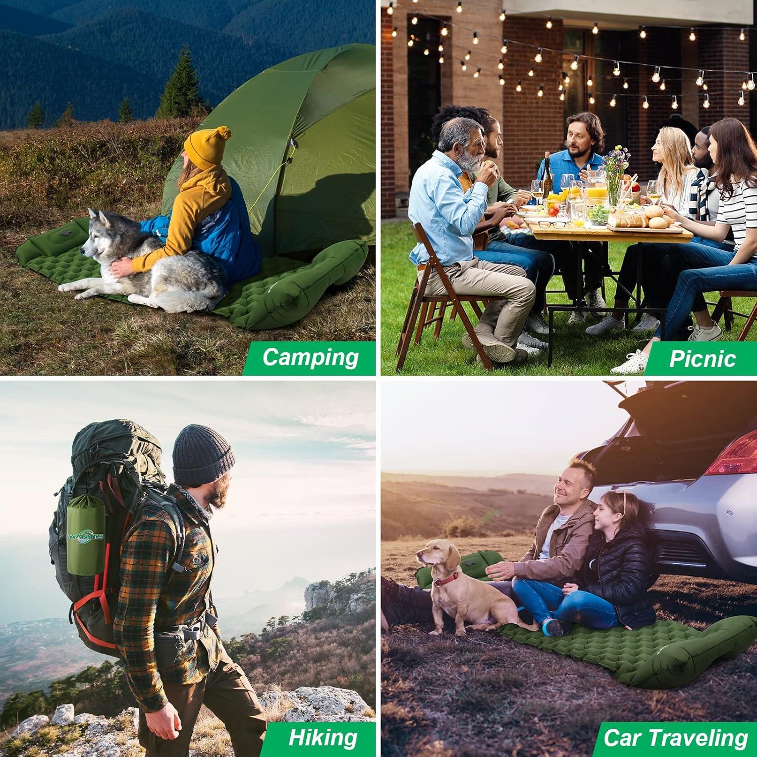 Almohadilla Inflable WANNTS para Camping 195.5x63.5cm Verde