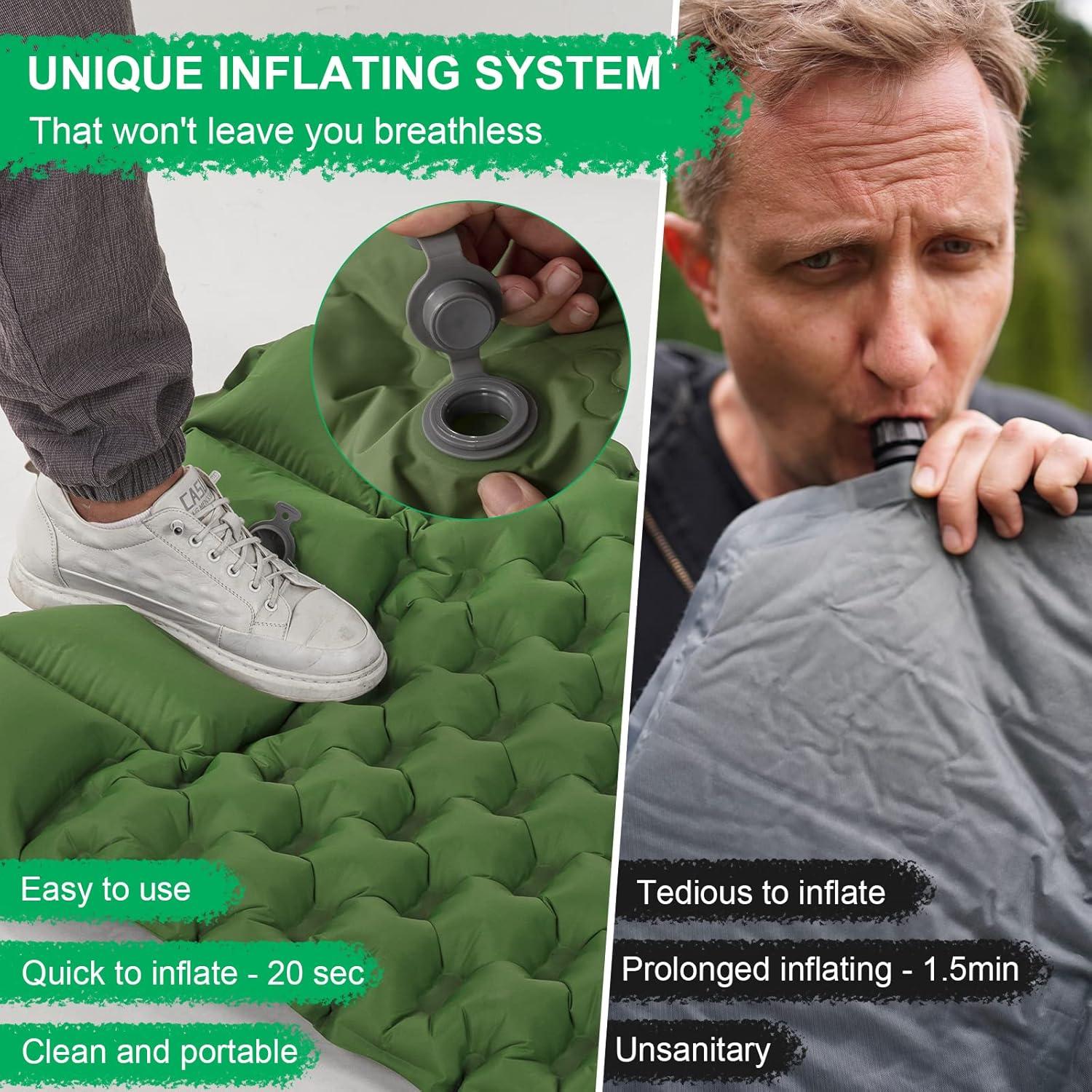 Almohadilla Inflable WANNTS para Camping 195.5x63.5cm Verde