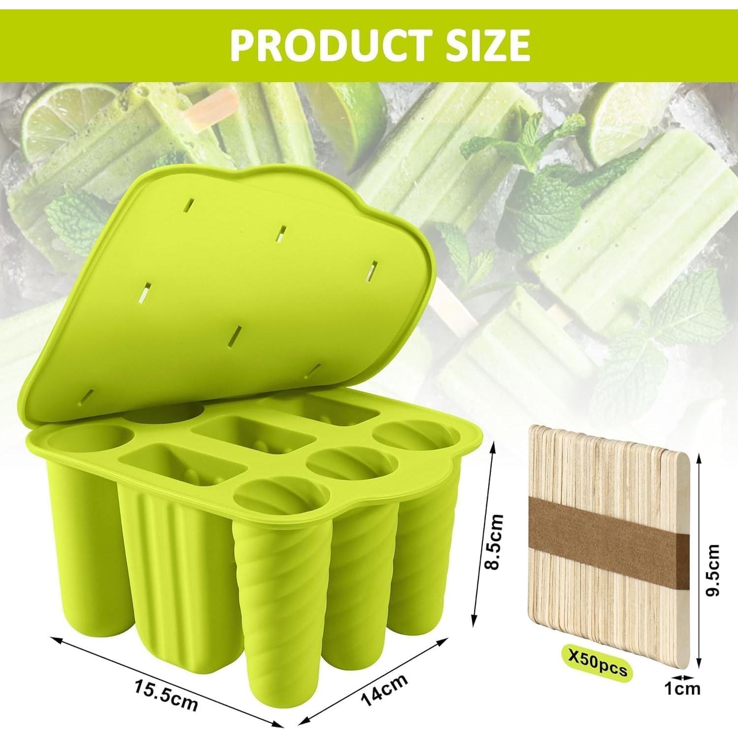 Moldes de Paletas de Silicona AUDFA 9 Cavidades + 50 Palitos