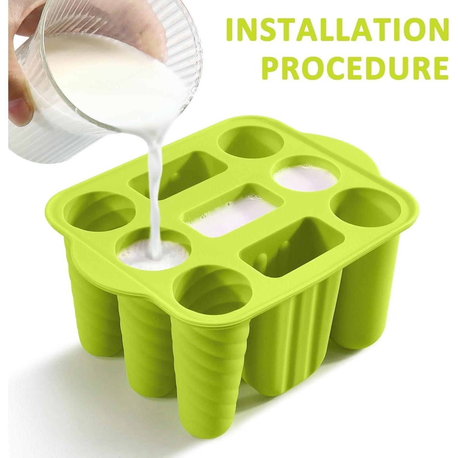 Moldes de Paletas de Silicona AUDFA 9 Cavidades + 50 Palitos