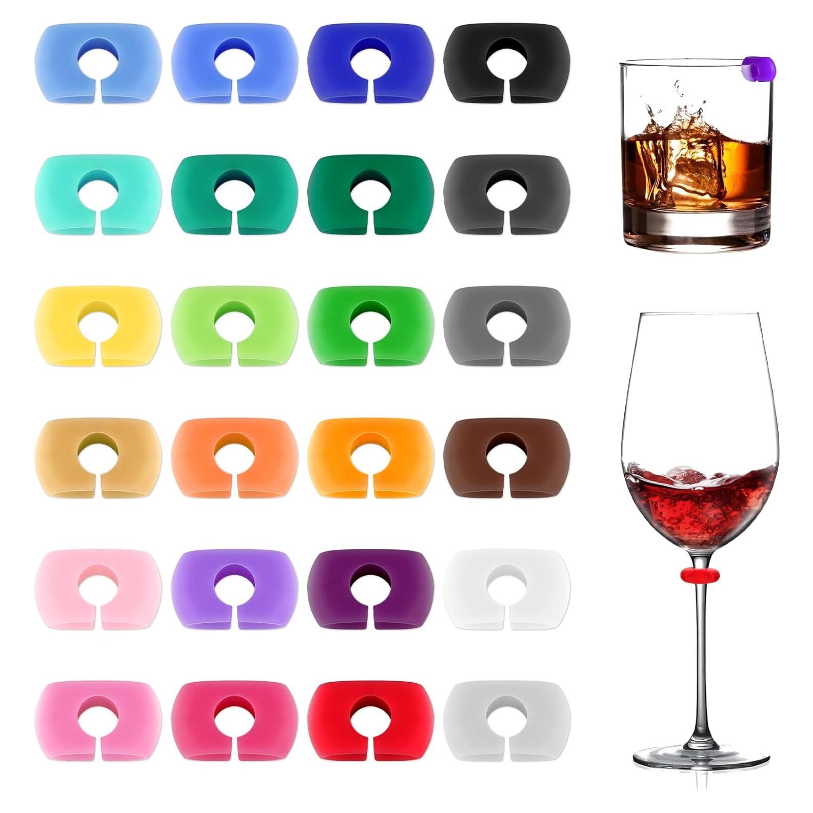 24 Marcadores de Silicona para Copas de Vino Multicolores