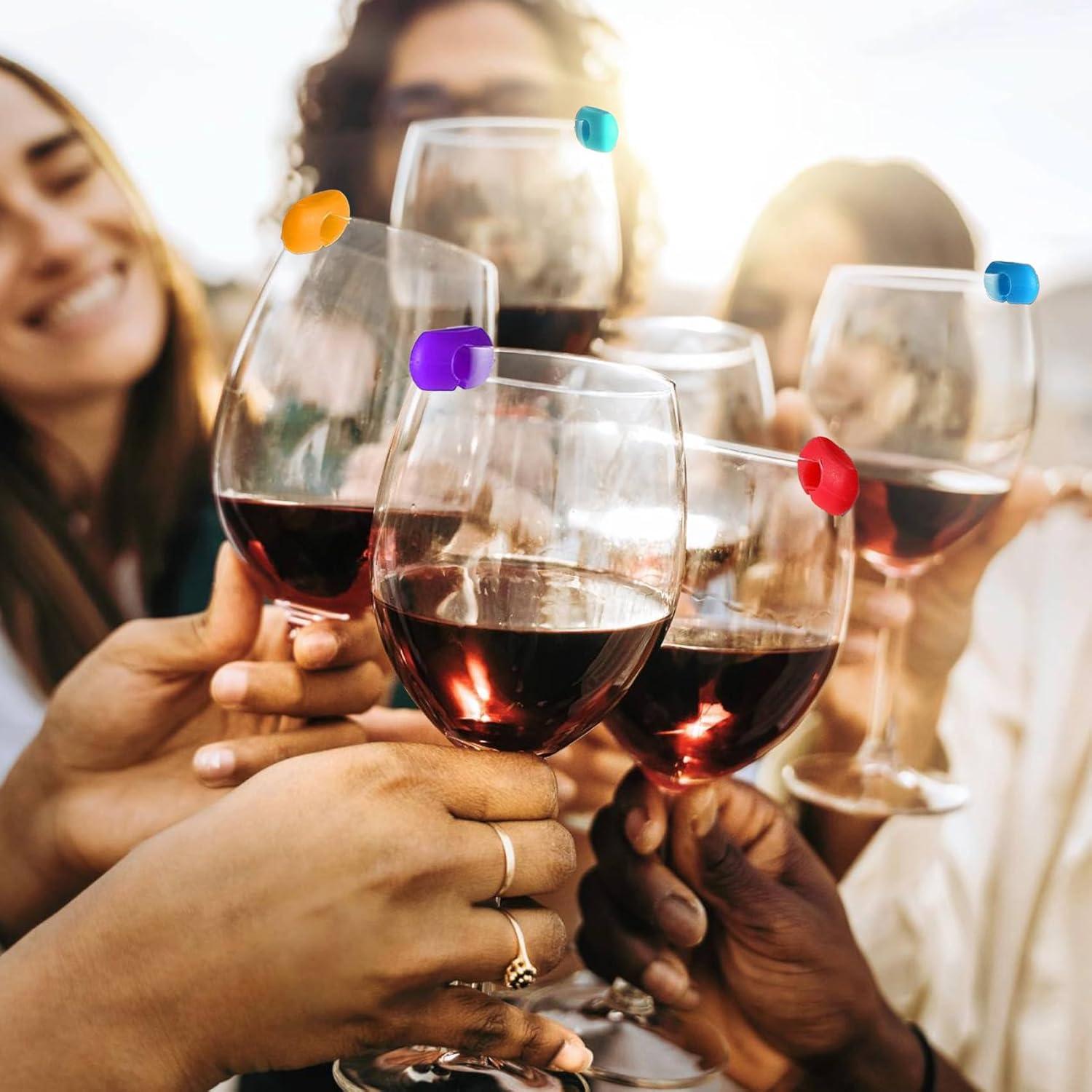 24 Marcadores de Silicona para Copas de Vino Multicolores