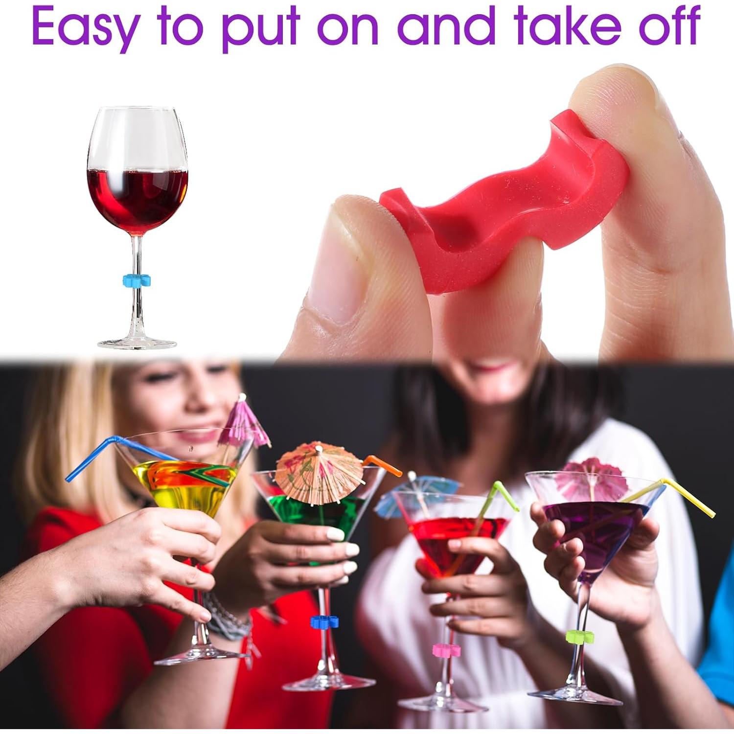 48 Marcadores de Copas de Vino Silicona Reutilizables 12 Colores