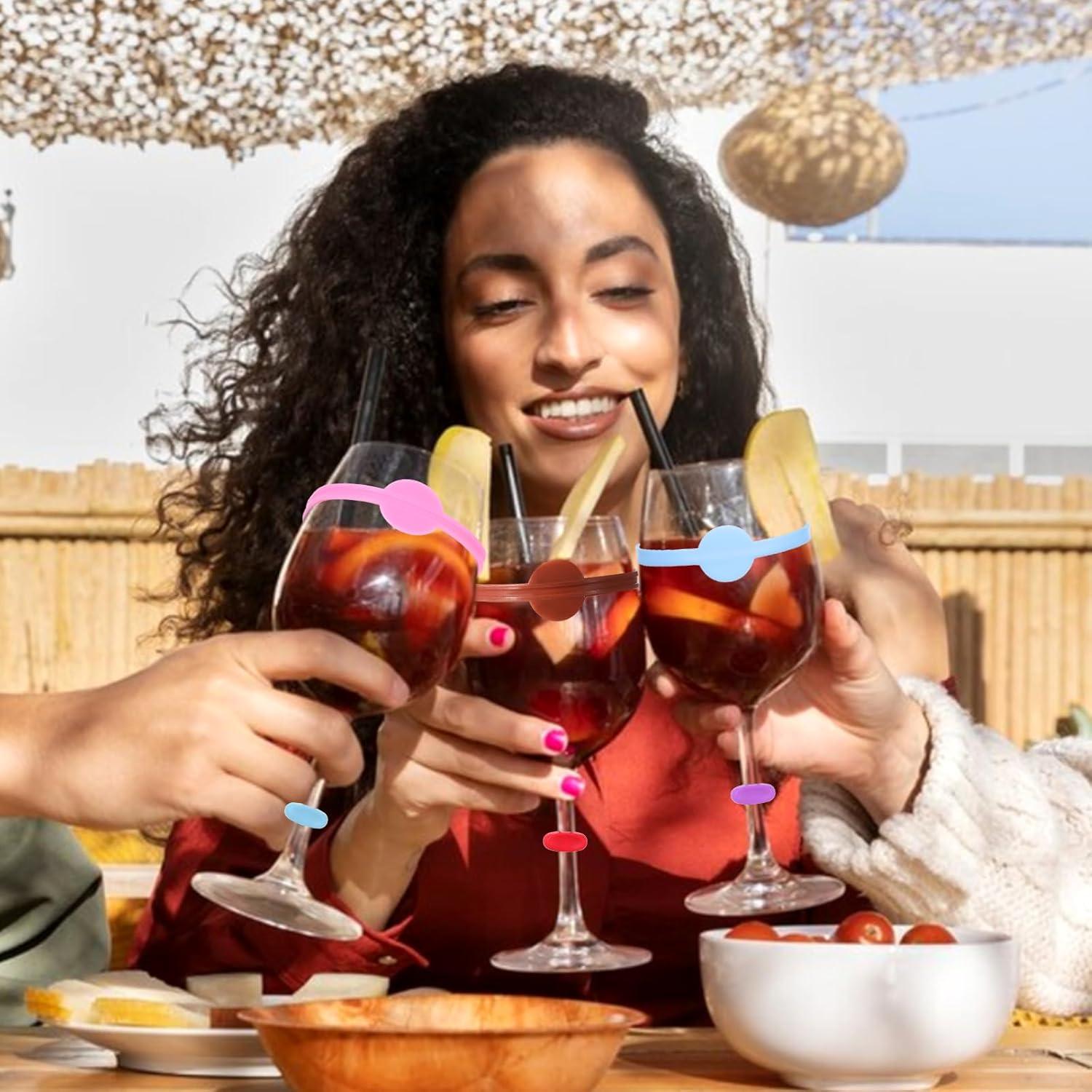 48 Marcadores de Copas de Vino Silicona Reutilizables 12 Colores