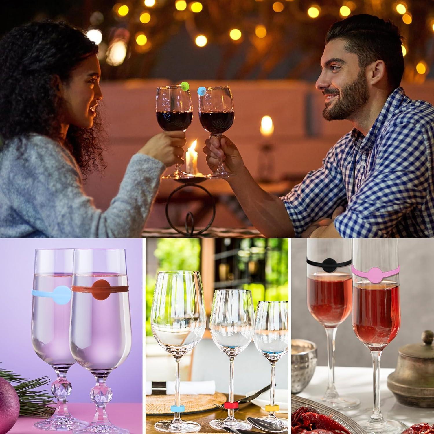 48 Marcadores de Copas de Vino Silicona Reutilizables 12 Colores