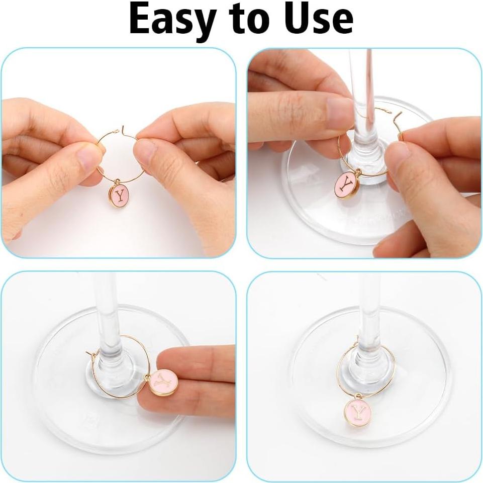 Encantos para Copas de Vino Acero Inoxidable 26 Piezas