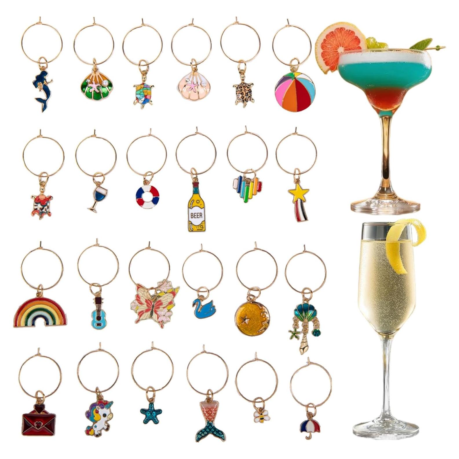 24 Encantos y Marcadores para Copas de Vino McAjnsu - Reutilizables