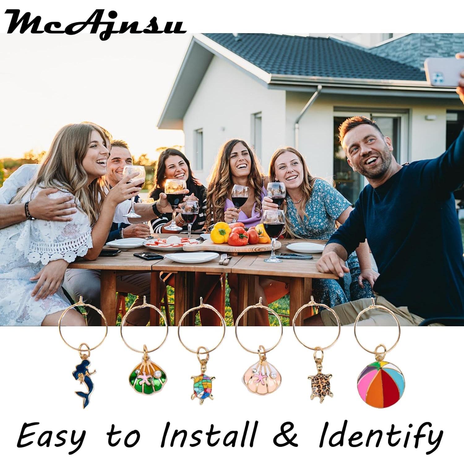 24 Encantos y Marcadores para Copas de Vino McAjnsu - Reutilizables