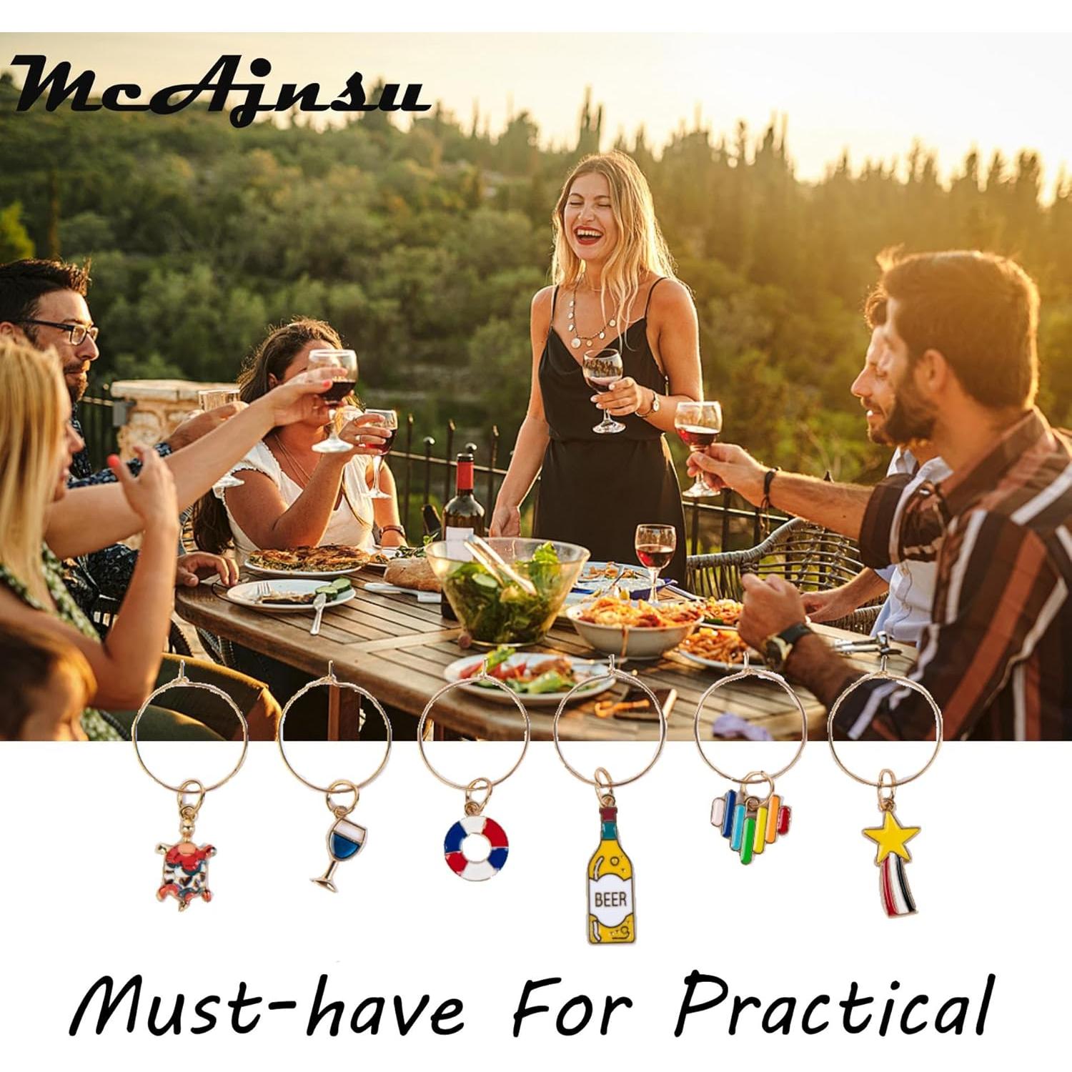 24 Encantos y Marcadores para Copas de Vino McAjnsu - Reutilizables