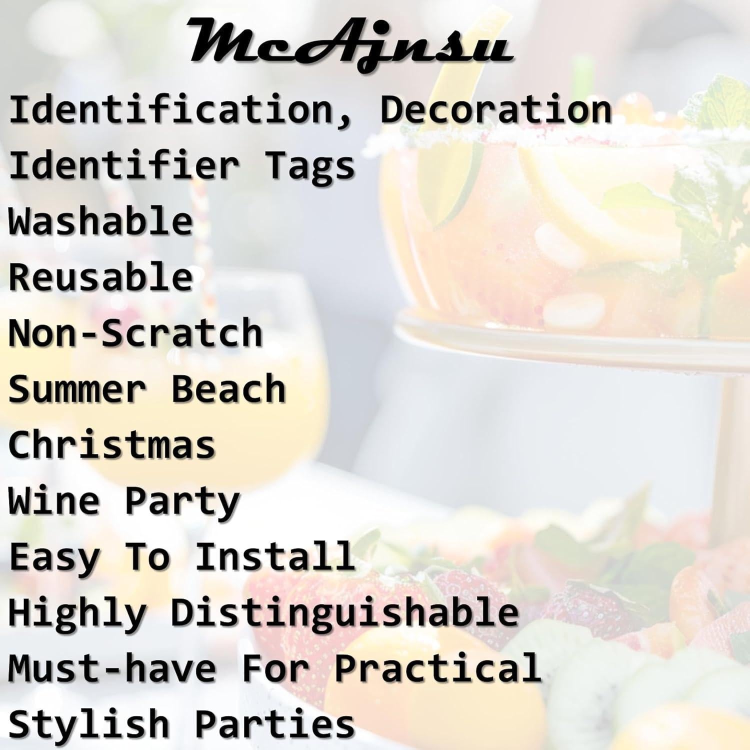 24 Encantos y Marcadores para Copas de Vino McAjnsu - Reutilizables